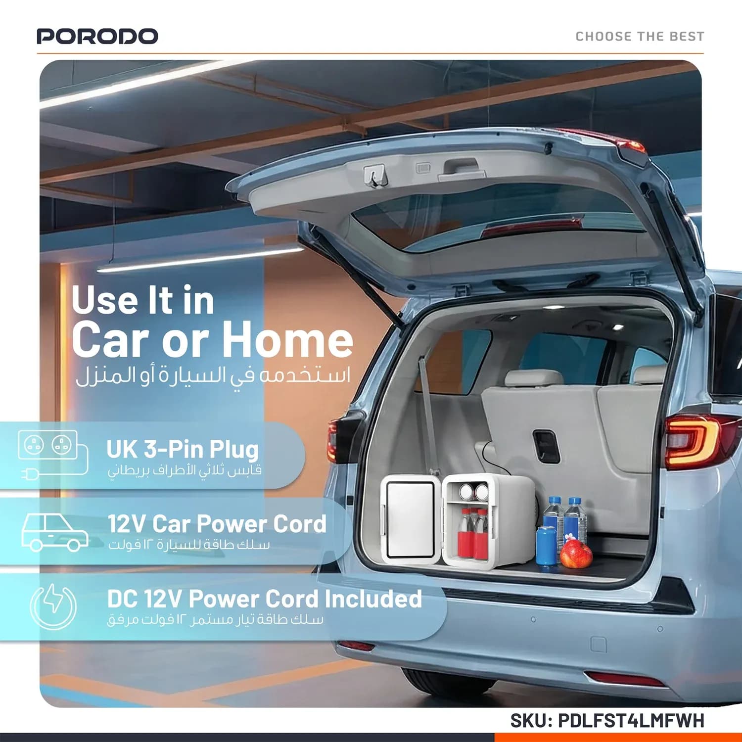 Porodo Mini Cooling Fridge Echochill - 4L, White 3