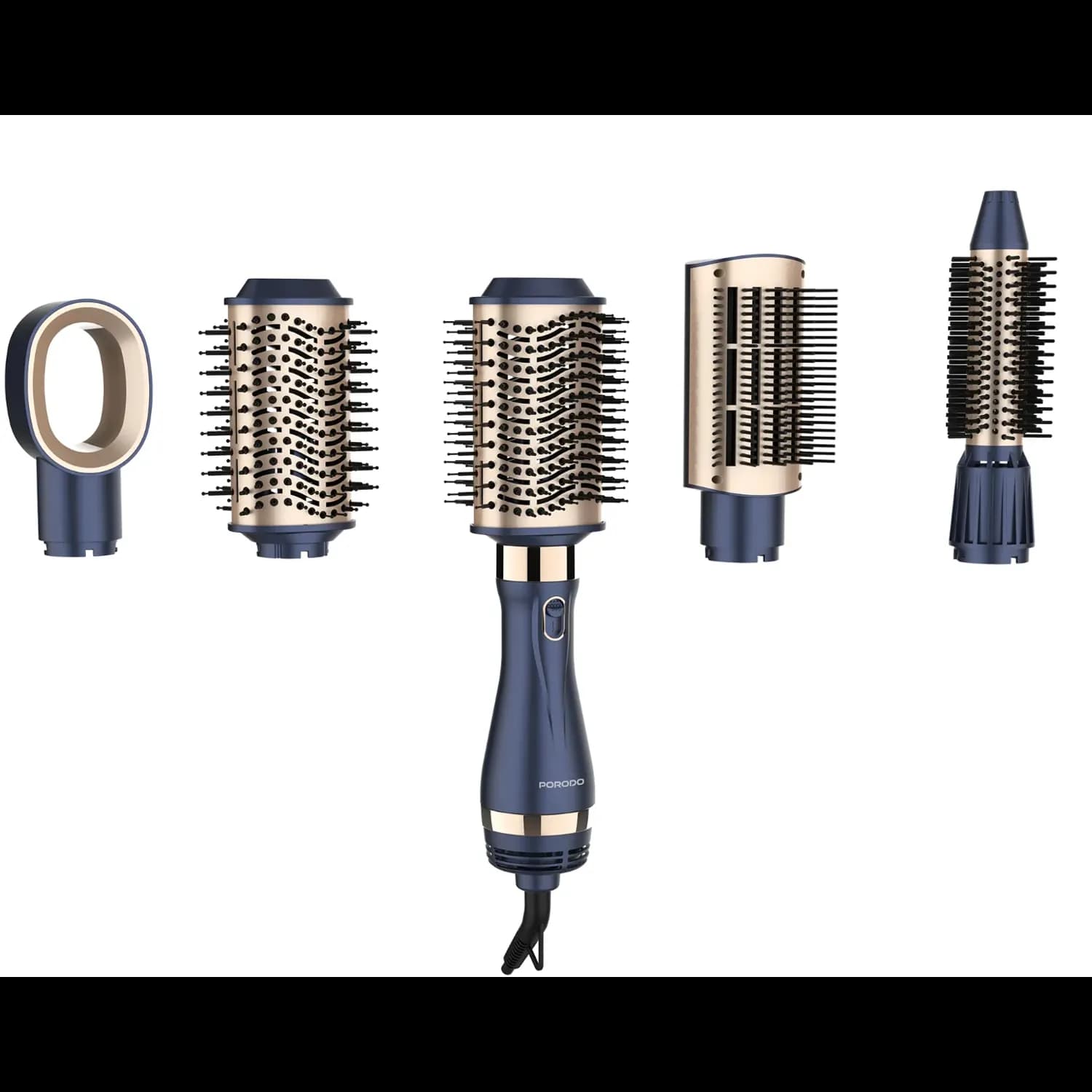 Porodo Hot Air Brush Styling Set - 5-in-1, Blue & Gold 1 Porodo Hot Air Brush Styling Set - 5-in-1, Blue & Gold 1