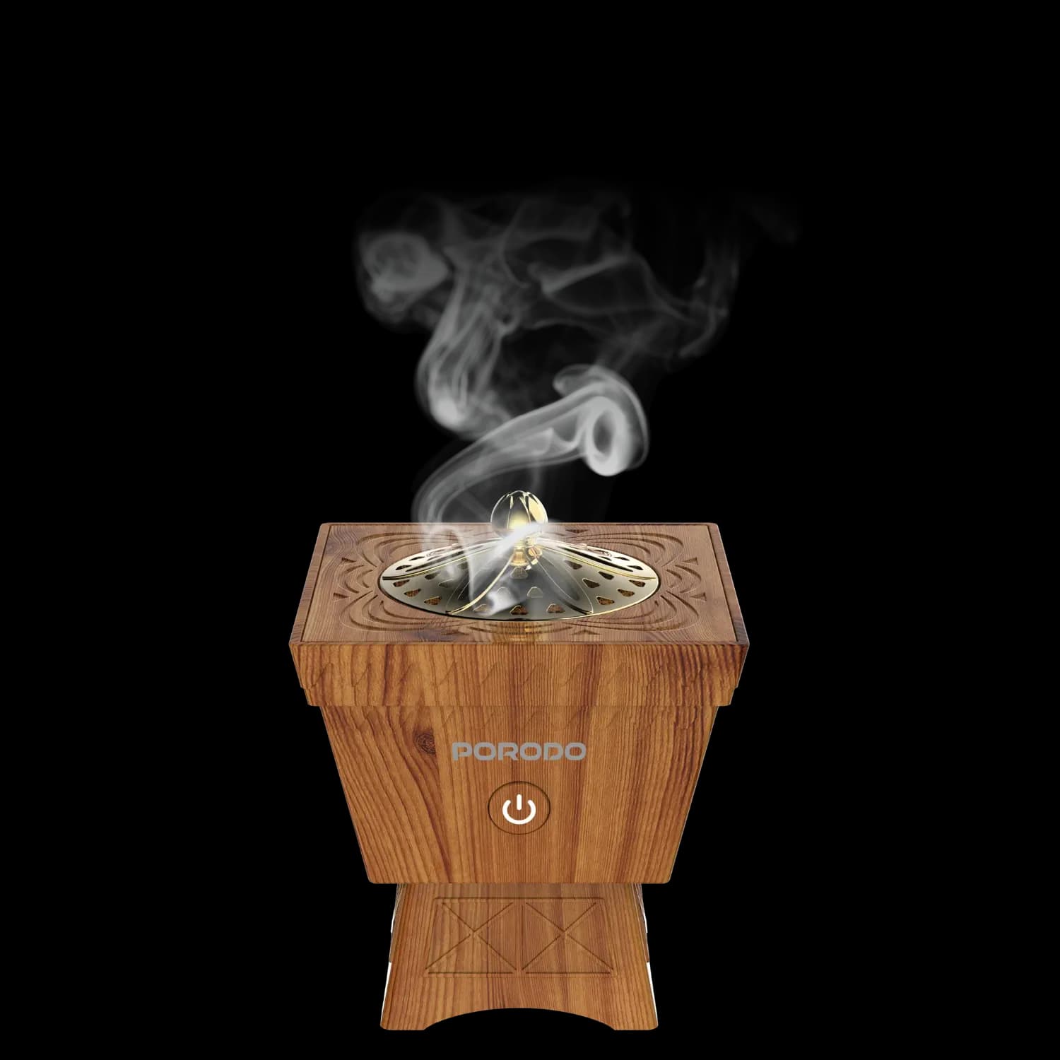 Porodo Incense Burner - Portable Wooden, Auto-Off, Brown 1
