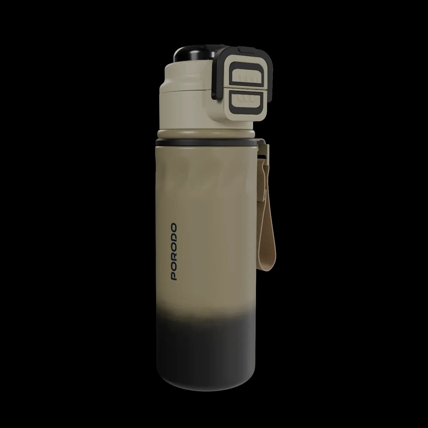 Porodo Sports Water Bottle - 670mL, Stainless Steel, Beige — Black 2