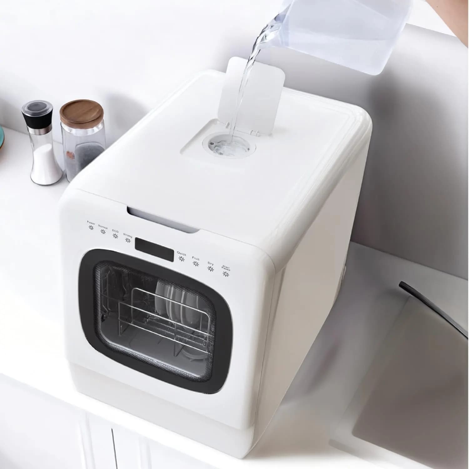 Porodo Countertop Dishwasher - 5.7L, 6 Programs, White 3