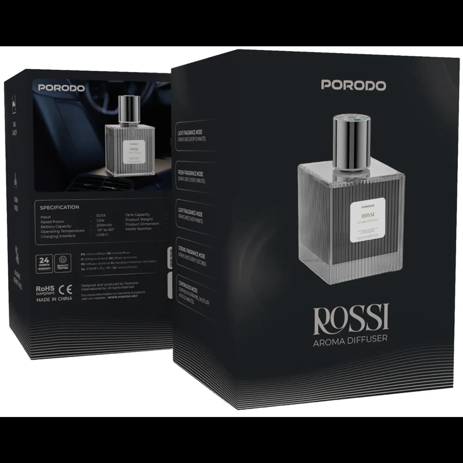 Porodo Aroma Diffuser Rossi - 500ml, Black — White 4
