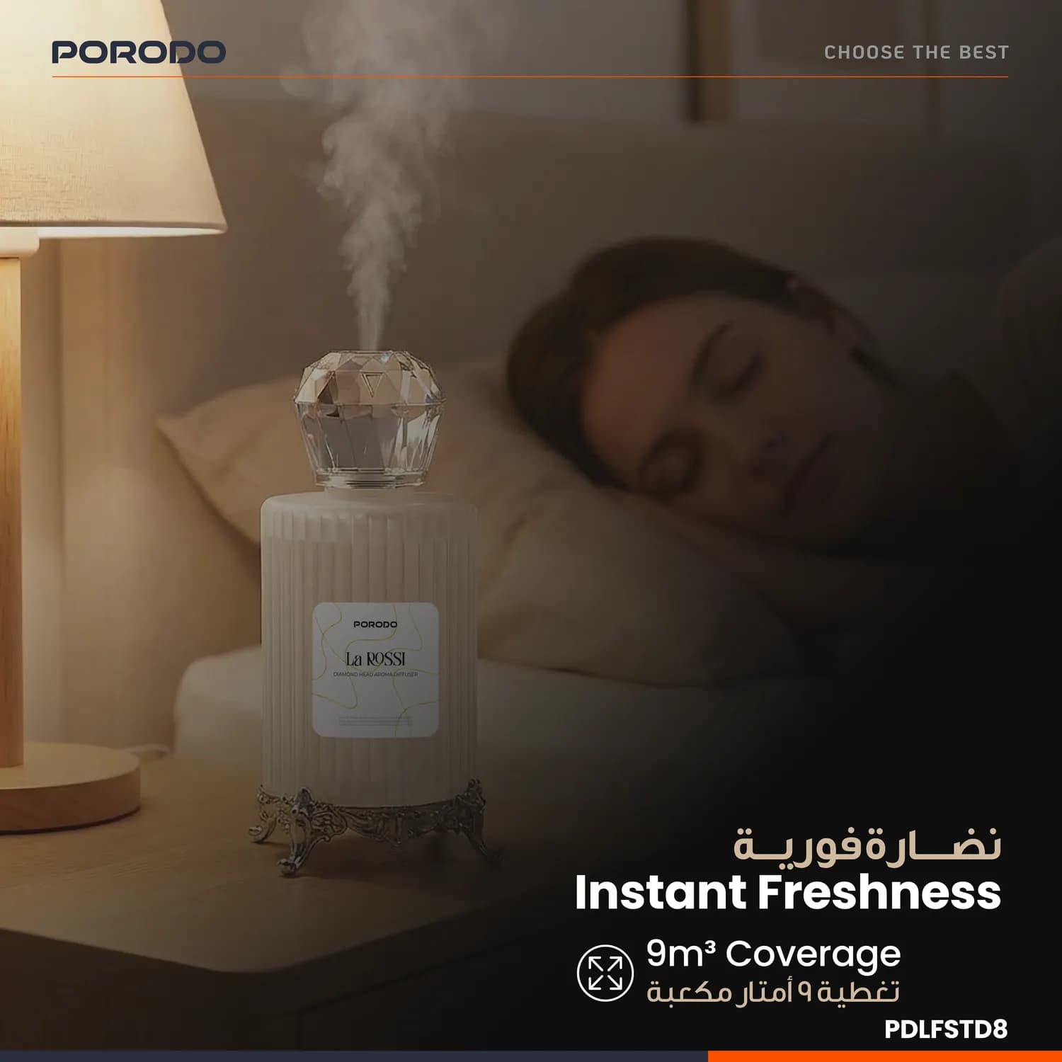 Porodo Aroma Diffuser La Rossi Diamond Head - 120ml, White — White 2