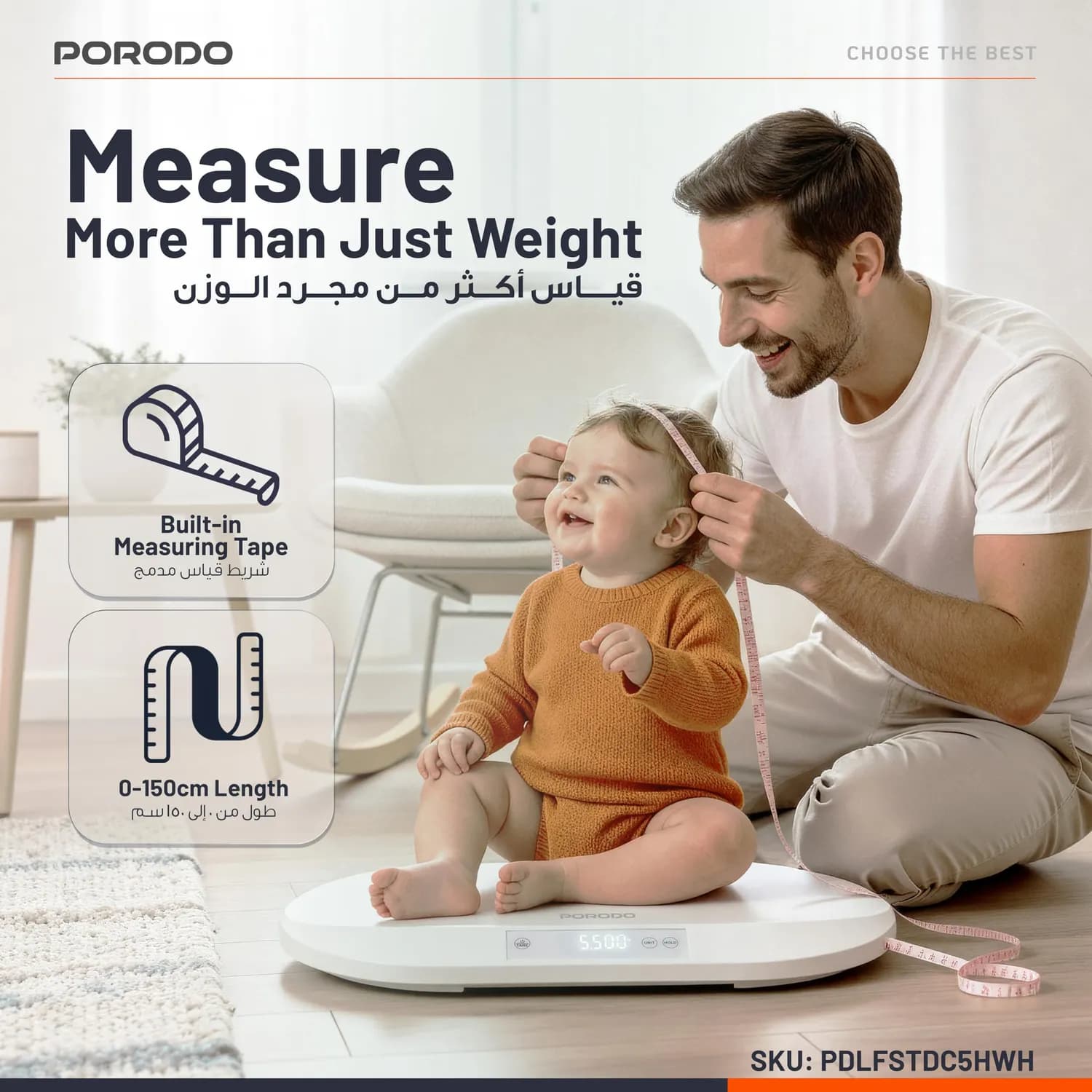 Porodo Digital Baby Scale - 40kg Capacity, White 5