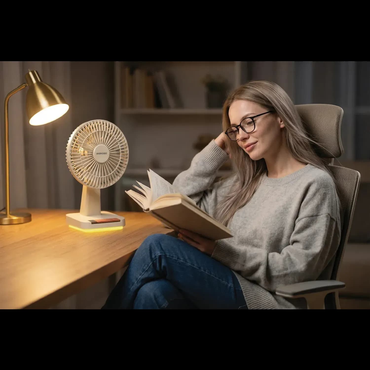 Porodo Desk Fan Chillo - Portable, Oscillation, Beige 6