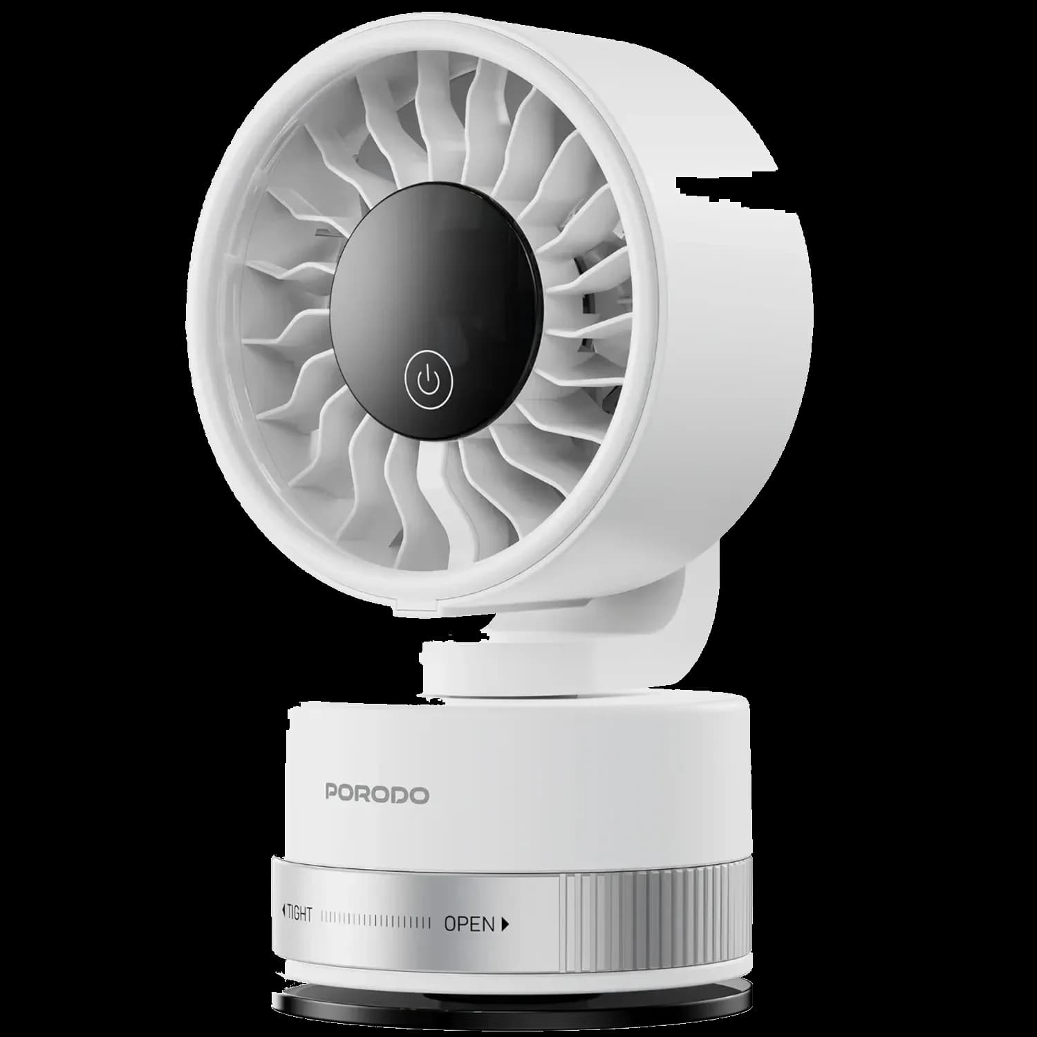 Porodo Lifestyle Portable Suction Cup Fan, 4000mAh Rechargeable, - White 1 Porodo Lifestyle Portable Suction Cup Fan, 4000mAh Rechargeable, - White 1