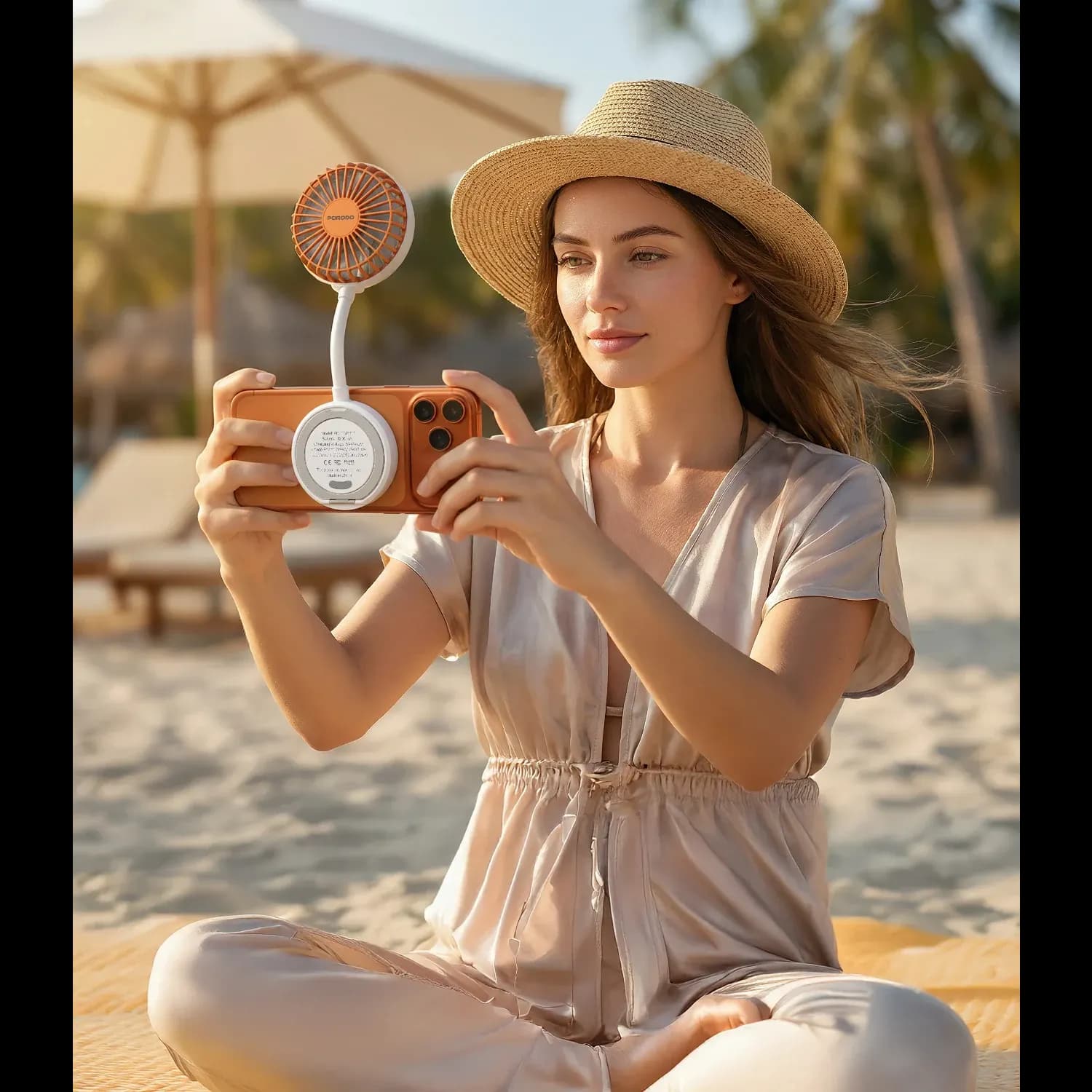 Porodo Rechargeable Fan Chillo Mag - 1200mAh, White 3