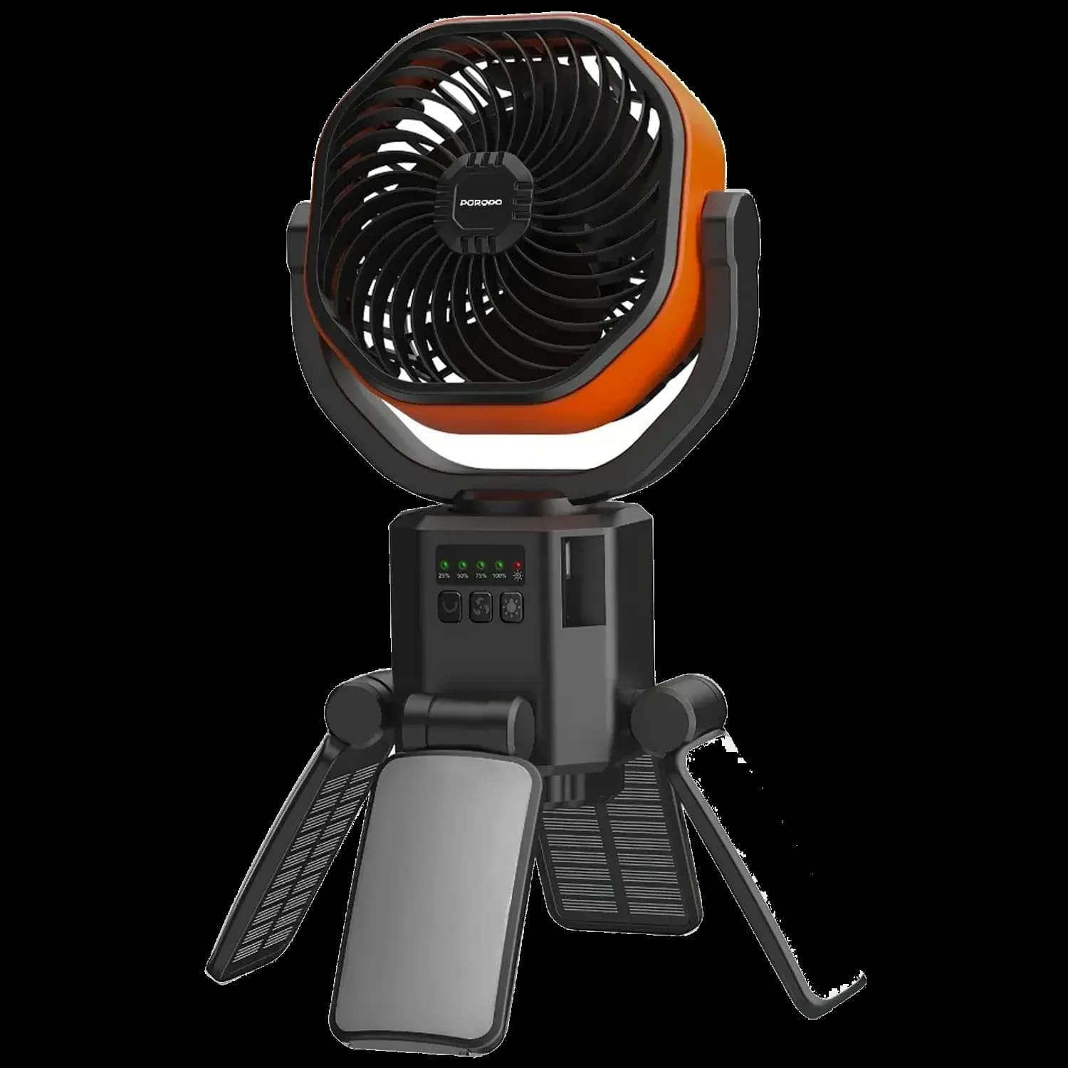 Porodo Outdoor Solar Fan Suncharge - 6000mAh, Black & Orange 1 Porodo Outdoor Solar Fan Suncharge - 6000mAh, Black & Orange 1