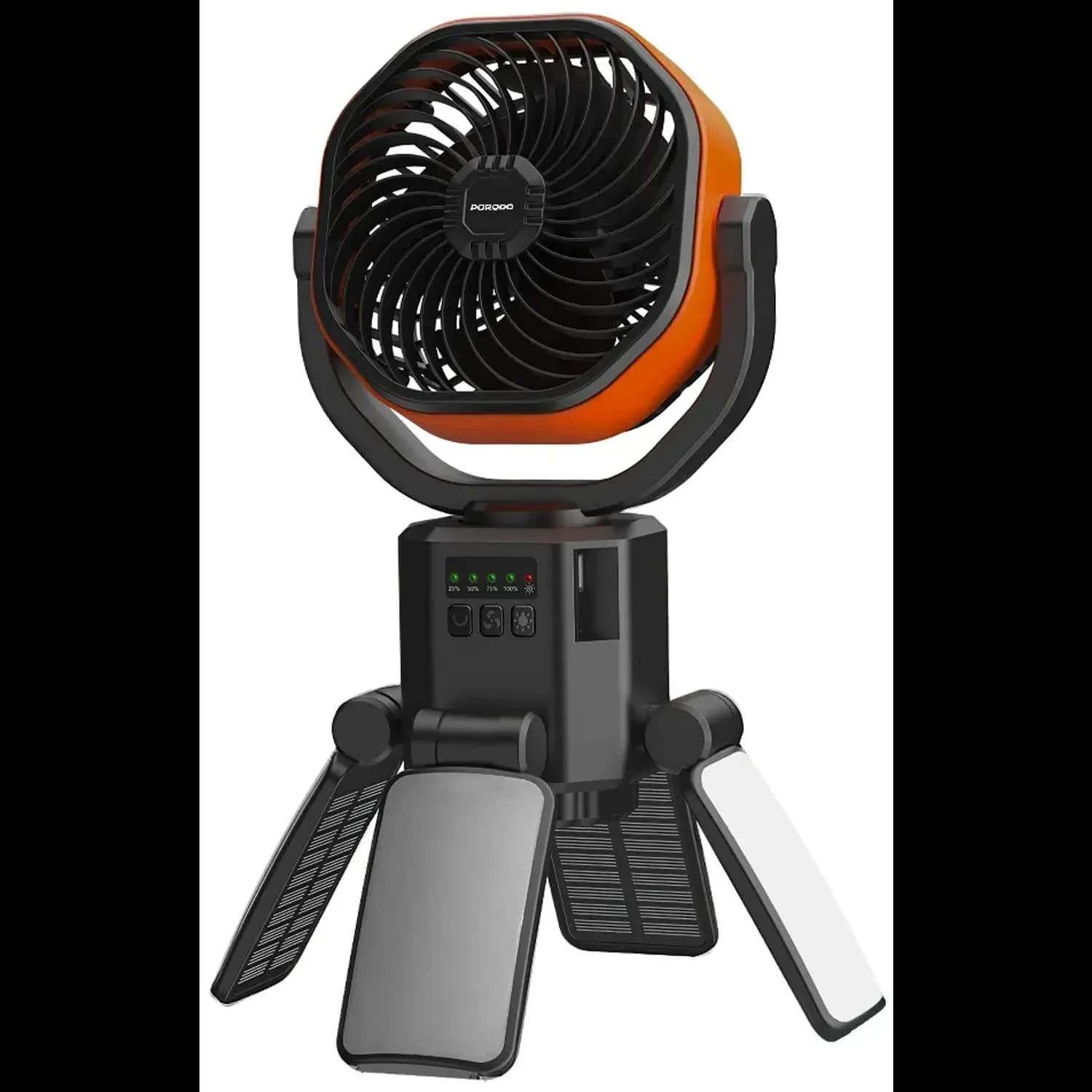 Porodo Outdoor Solar Fan Suncharge - 6000mAh, Black & Orange 2
