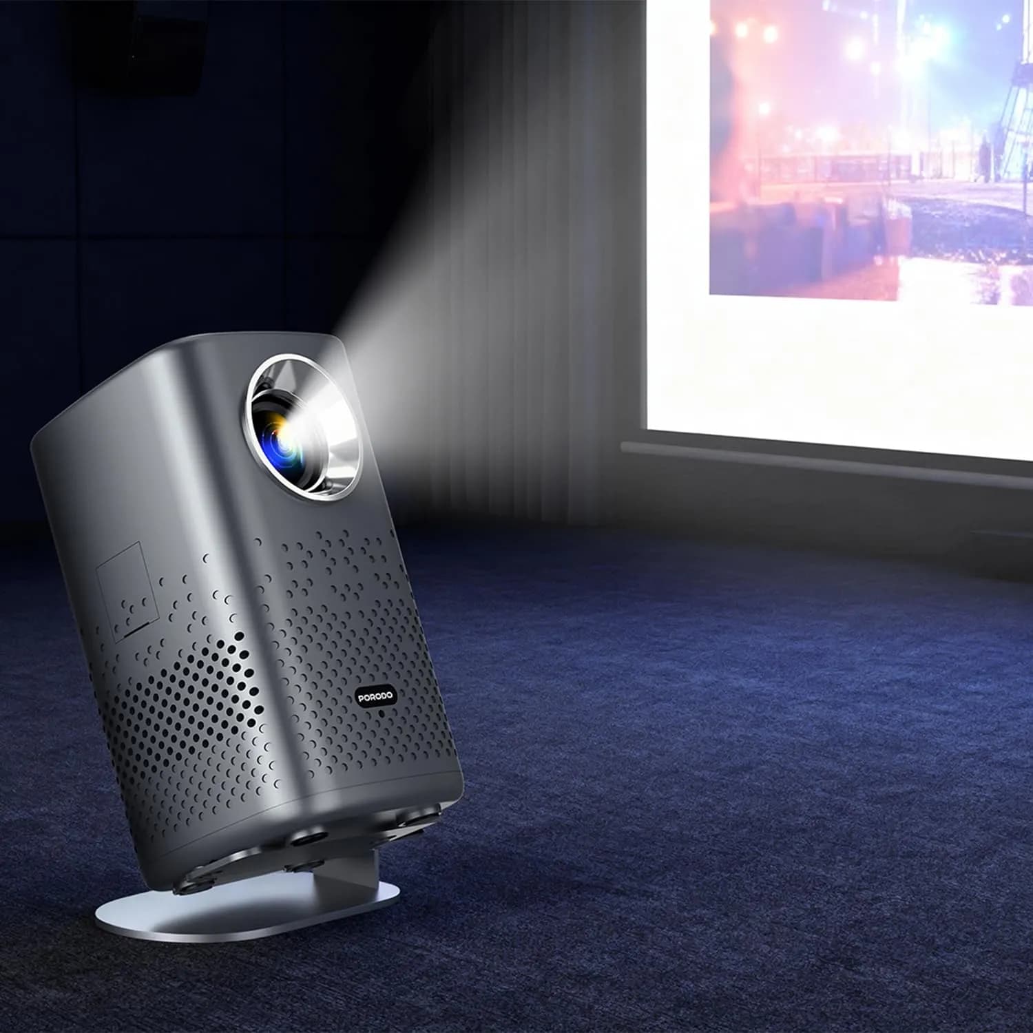 Porodo Portable Air Projector - Android 13, Full HD, Gray 2