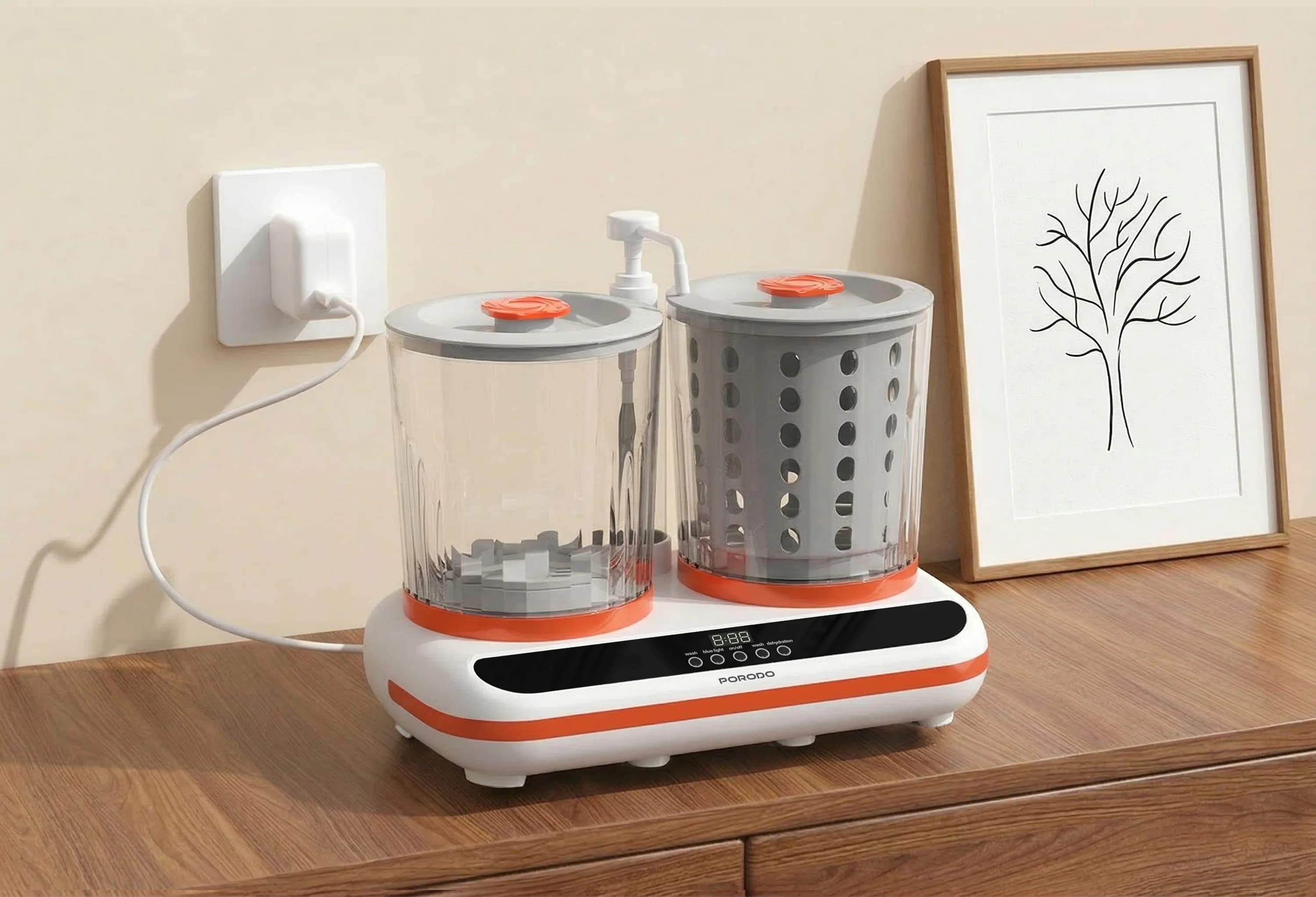 Porodo Portable Mini Washing Machine PDLFSTHP200WH - Twin 2L, White 1 Porodo Portable Mini Washing Machine PDLFSTHP200WH - Twin 2L, White 1