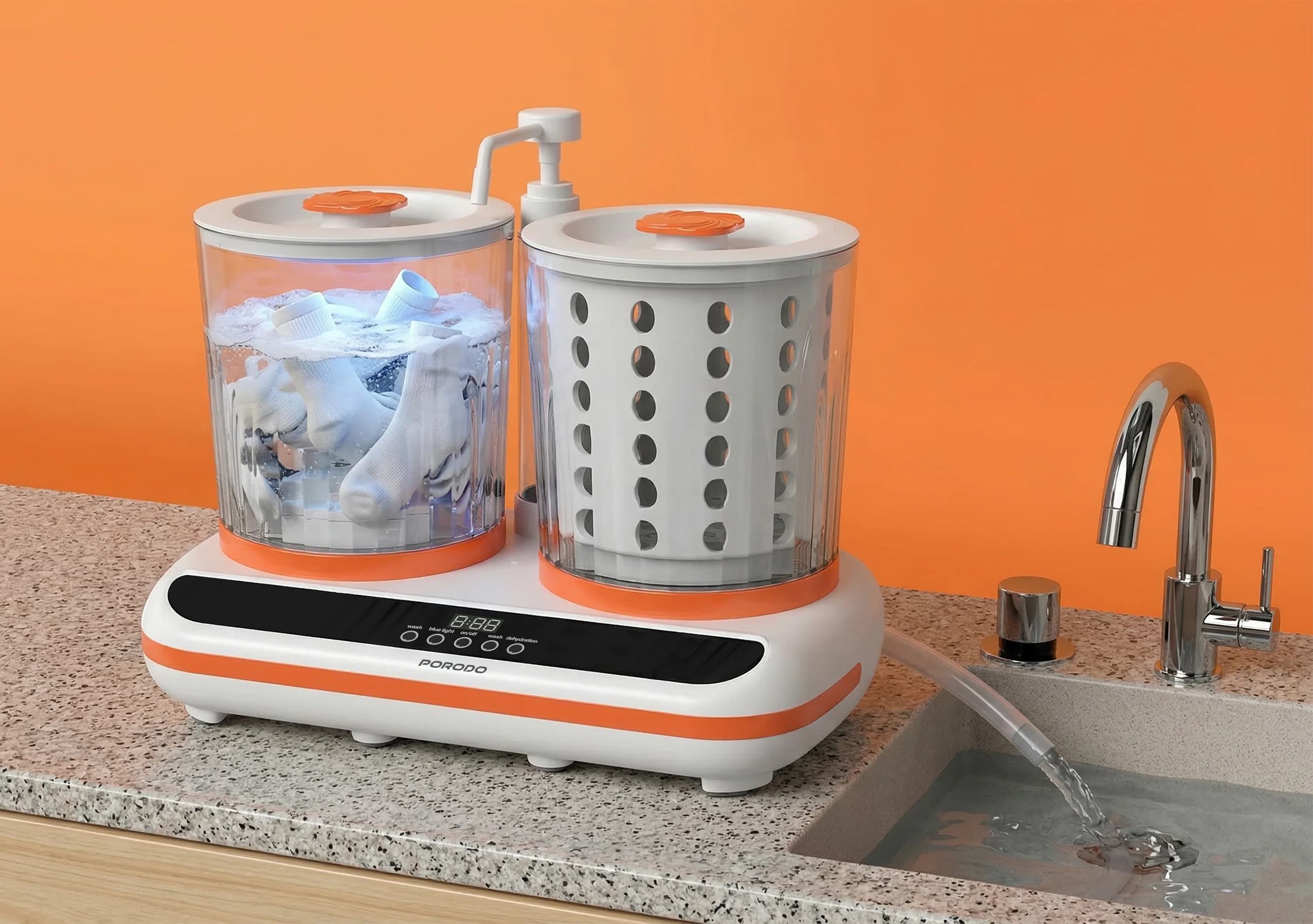 Porodo Portable Mini Washing Machine PDLFSTHP200WH - Twin 2L, White 3