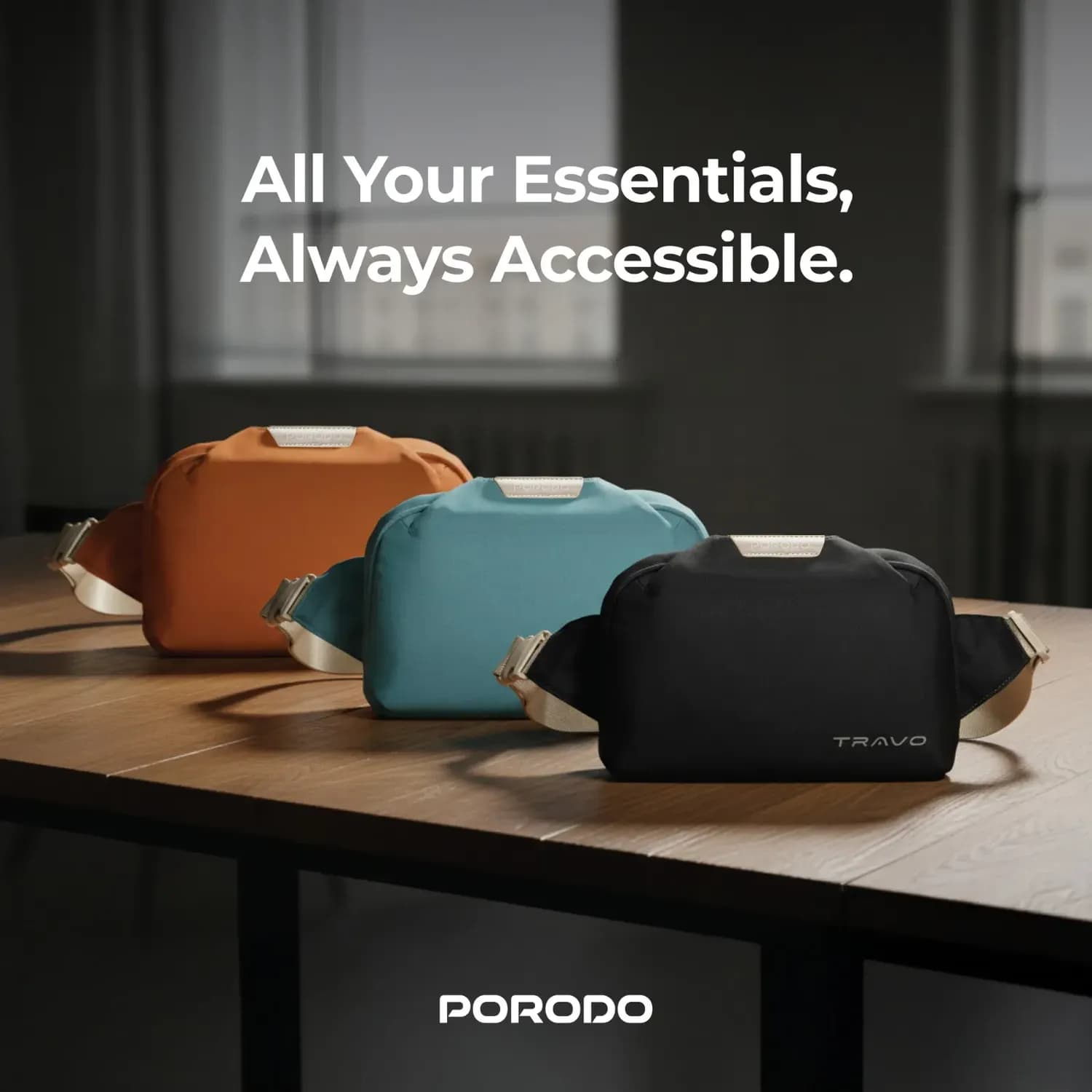 Porodo Waist Bag TRAVO - Spacious, Orange 2