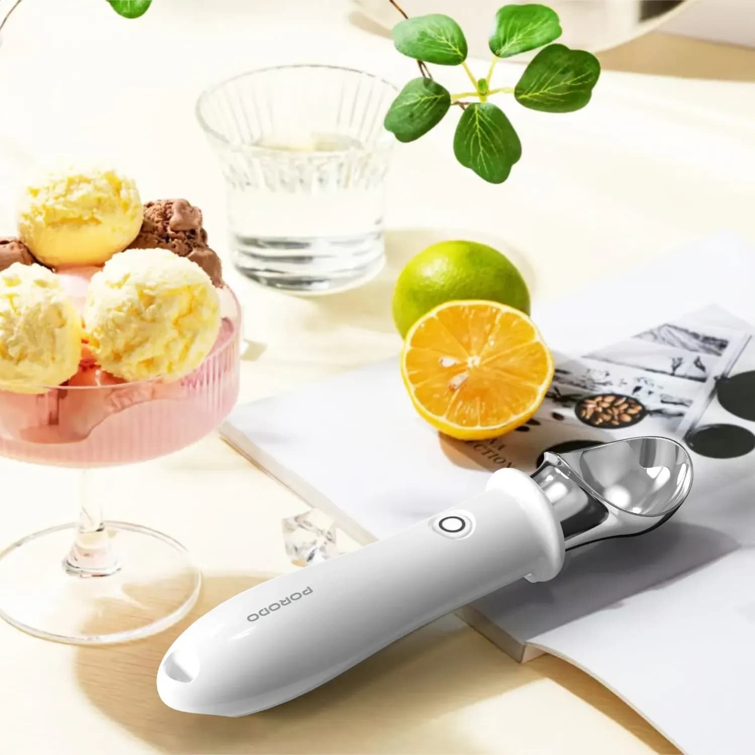 Porodo Heated Ice Cream Scoop - Dual Heat Modes, White 3