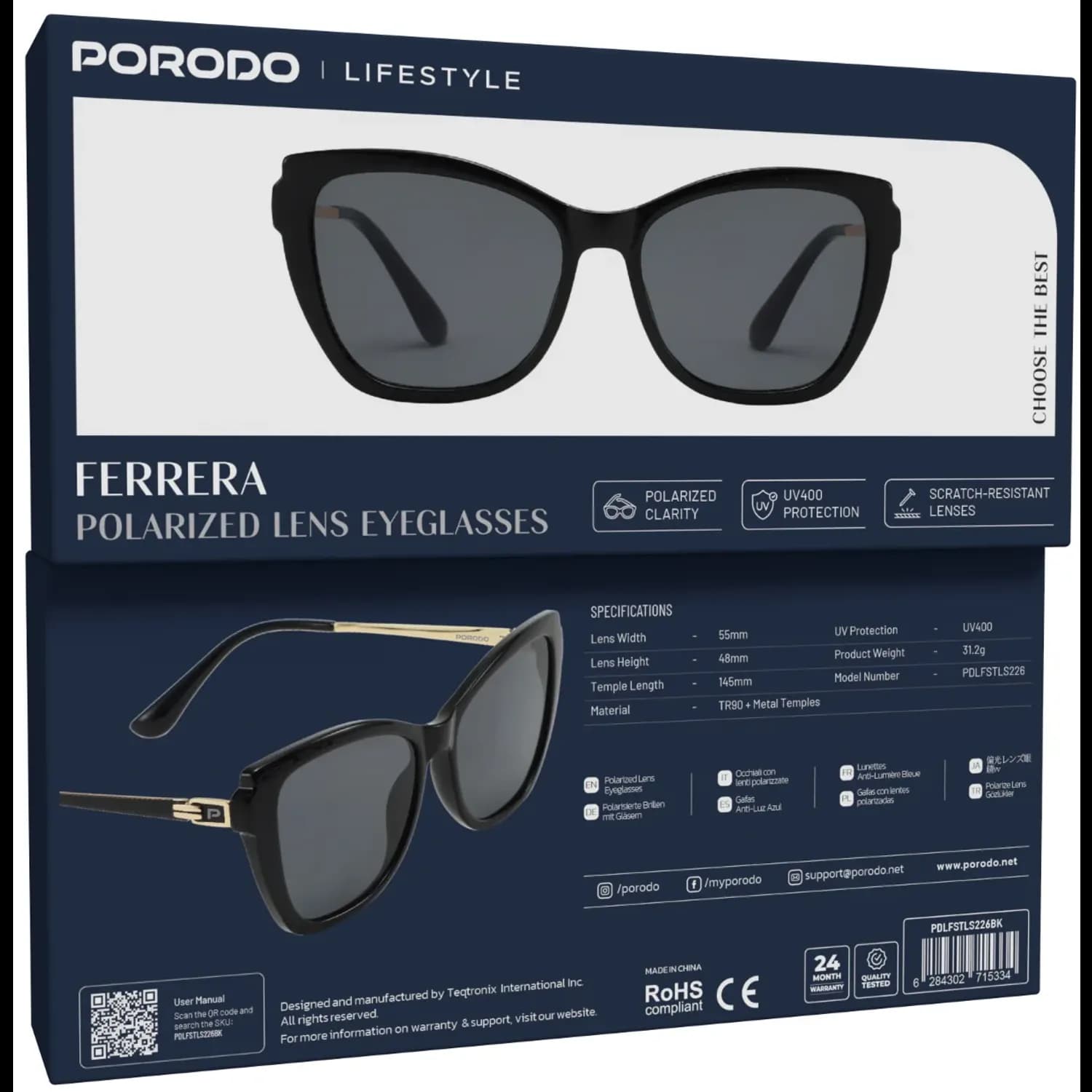 Porodo Eyeglasses Ferrera - Polarized, Black 5