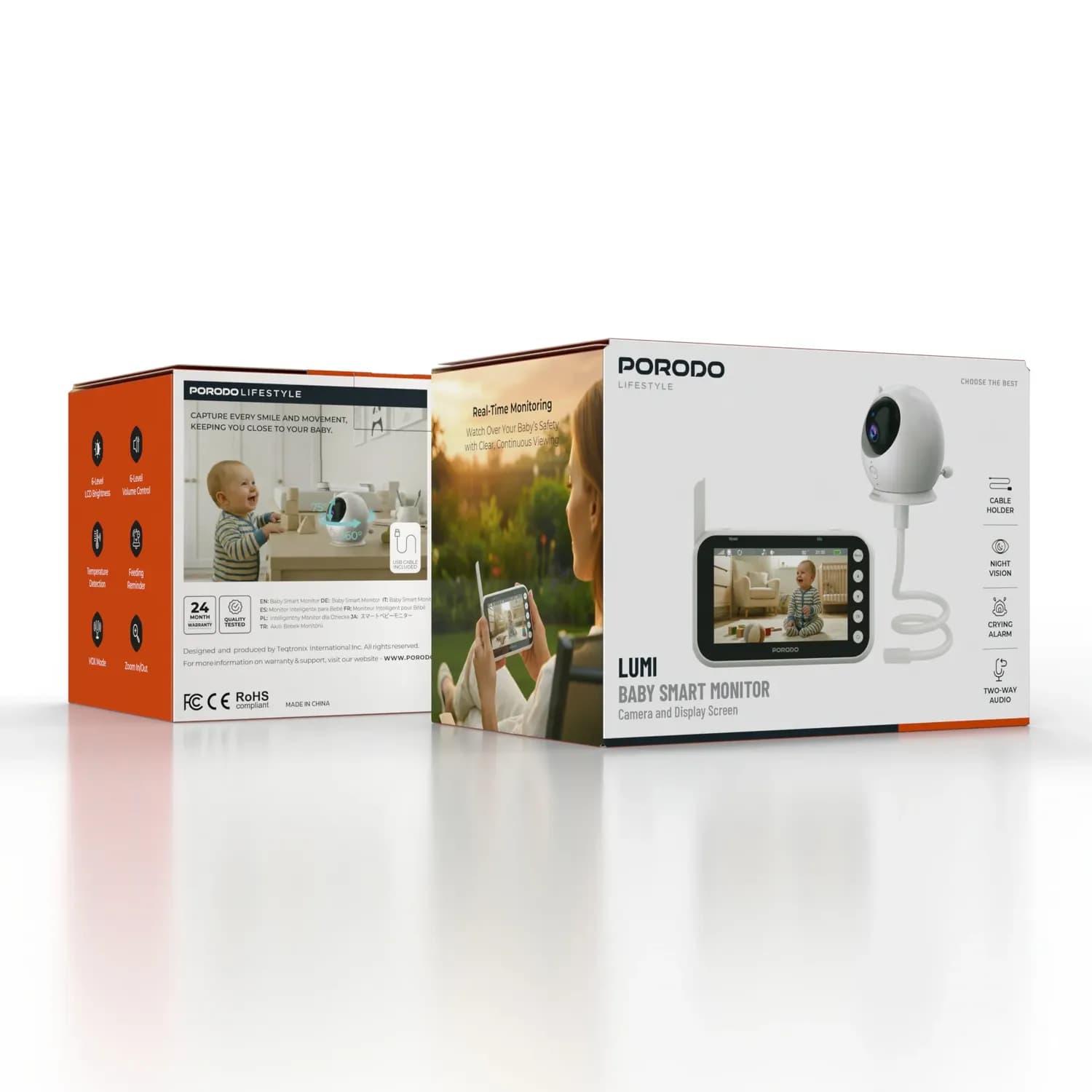 Porodo Baby Monitor - Smart Features, White 2