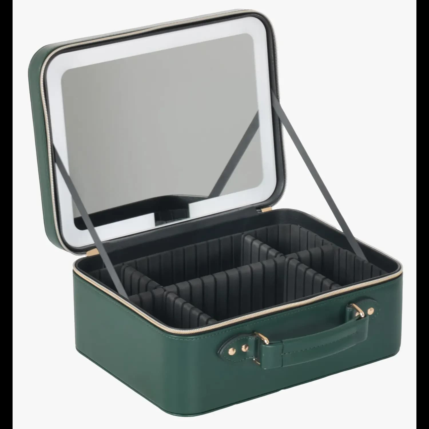 Porodo Travel Makeup Bag - Detachable LED Mirror, Green 2