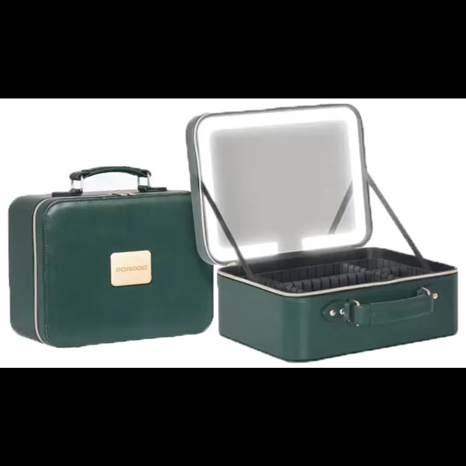 Porodo Travel Makeup Bag - Detachable LED Mirror, Green 1 Porodo Travel Makeup Bag - Detachable LED Mirror, Green 1