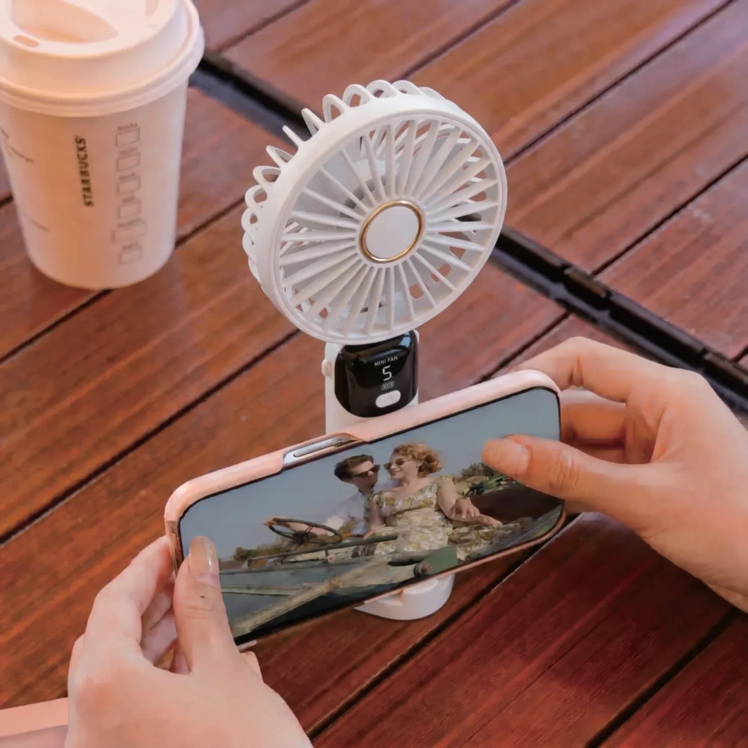 Porodo Lifestyle Chillo Flex Handheld Fan, 5 Speeds, - White — Blue 5