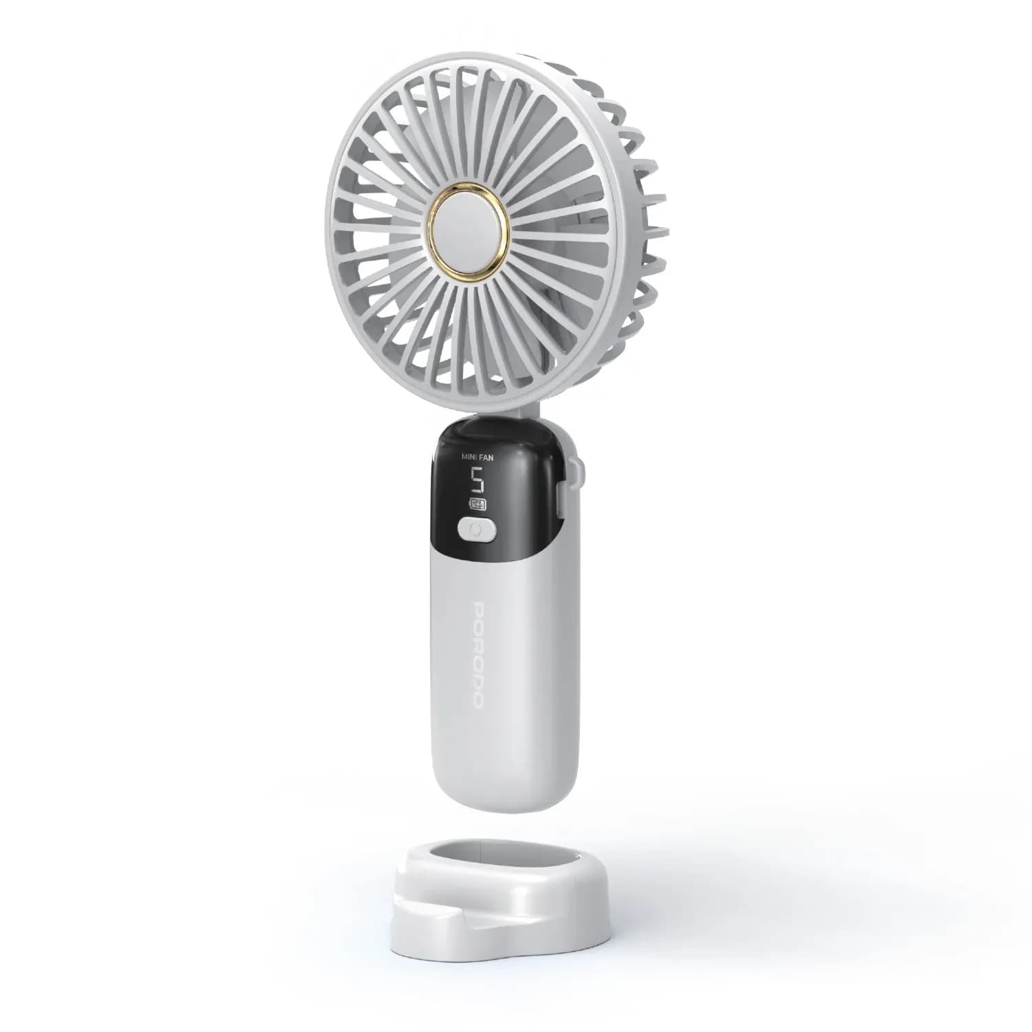 Porodo Lifestyle Chillo Flex Handheld Fan, 5 Speeds, - White — Blue 3