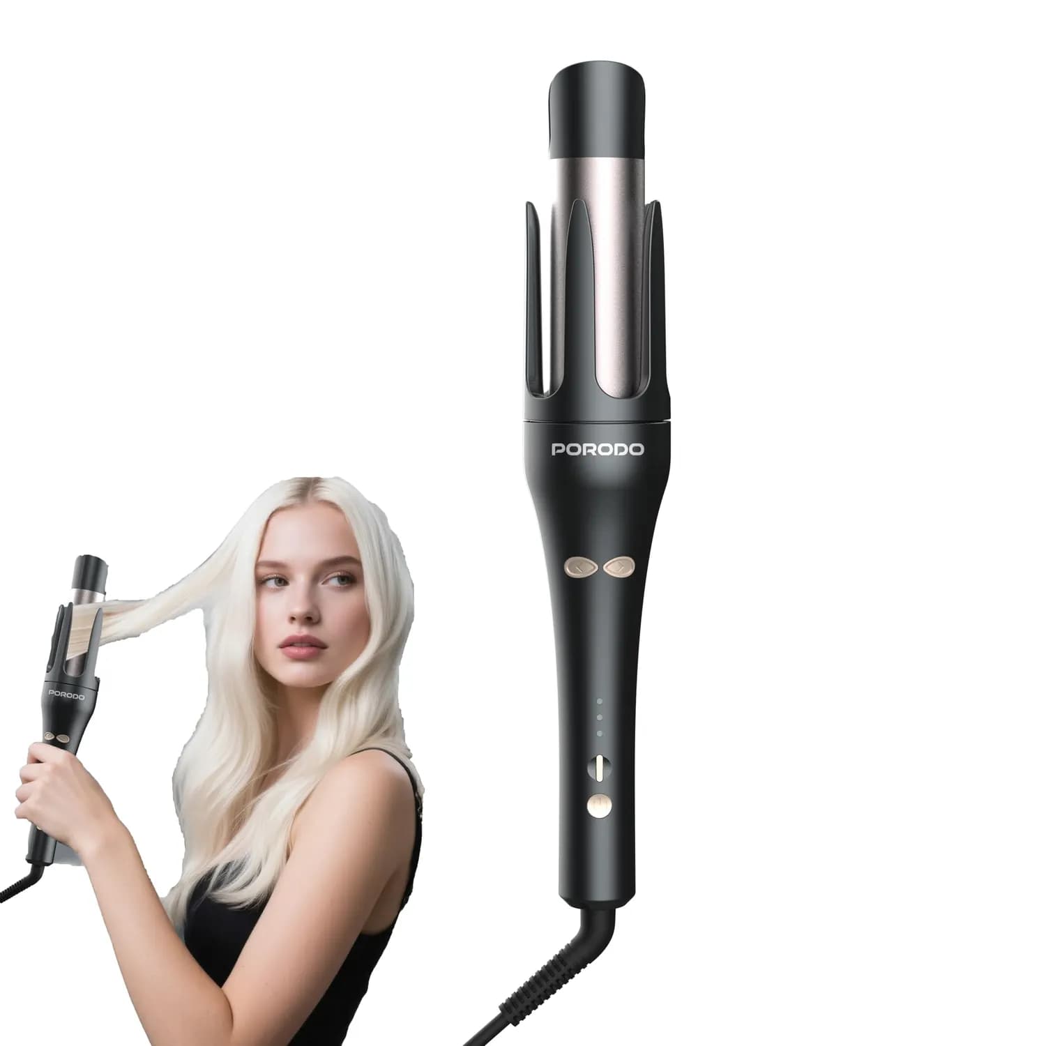 Porodo Hair Straightener Brush Lifestyle - Heated, Black 1 Porodo Hair Straightener Brush Lifestyle - Heated, Black 1