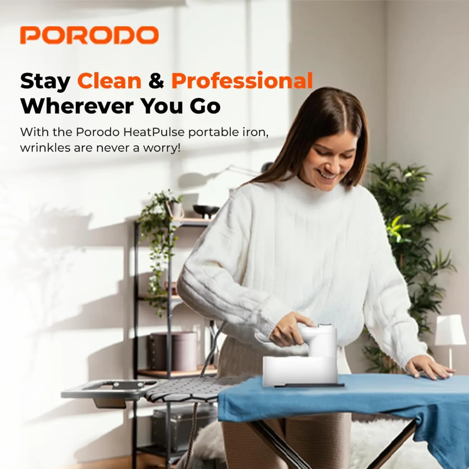 Porodo Steam Iron Heatplus - Cordless 5200mAh, White 2