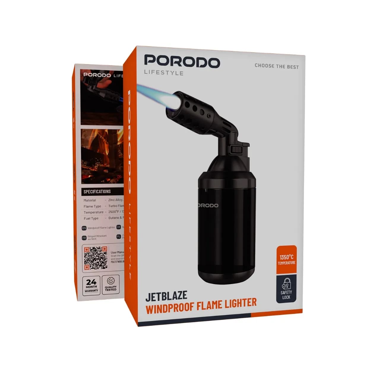 Porodo Lifestyle Jetblaze Windproof Flame Lighter - Black 1 Porodo Lifestyle Jetblaze Windproof Flame Lighter - Black 1