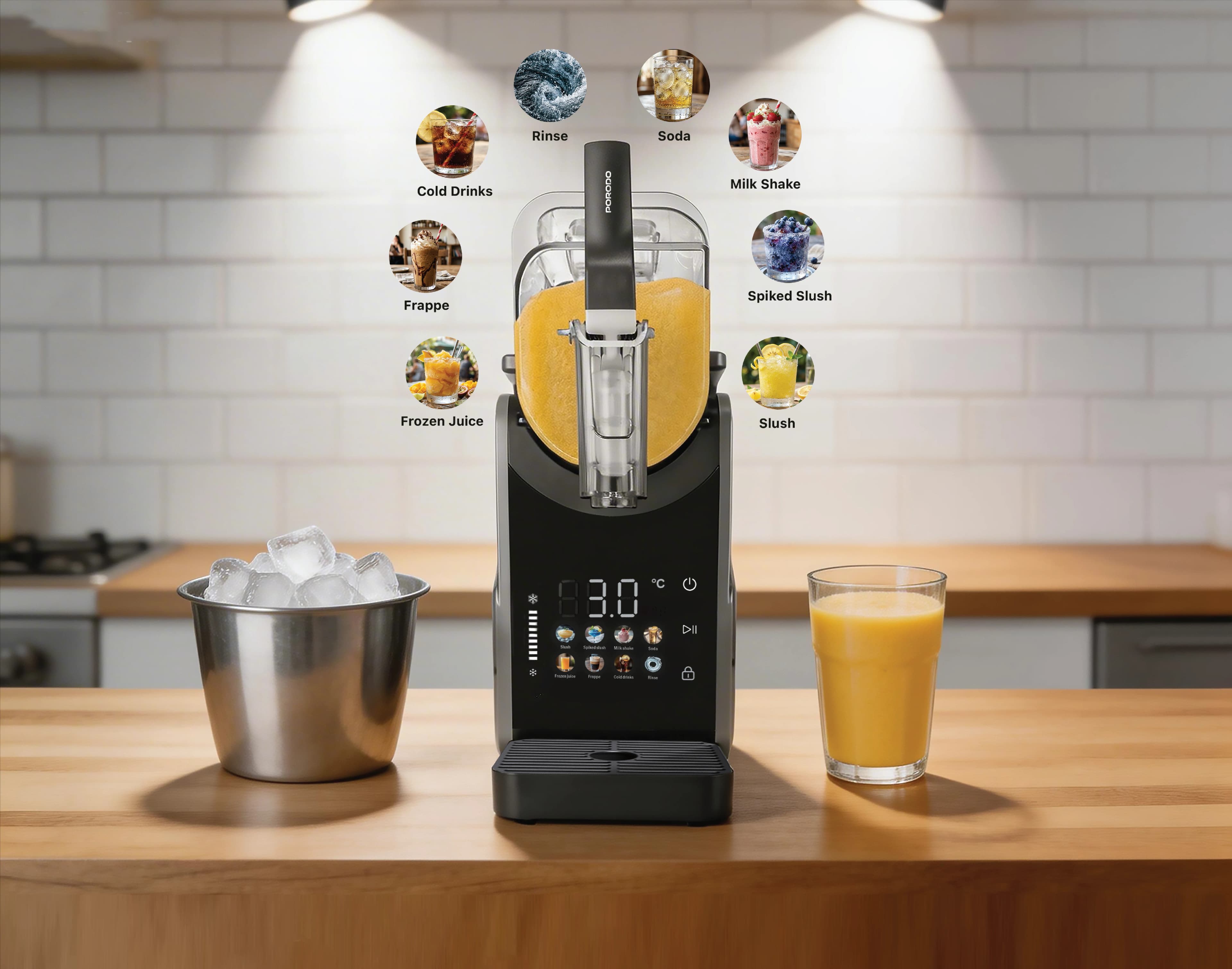 Porodo GLACÉE 2-in-1 Ice Cream & Slushie Maker, PDLFSTXRJGY - Black 4