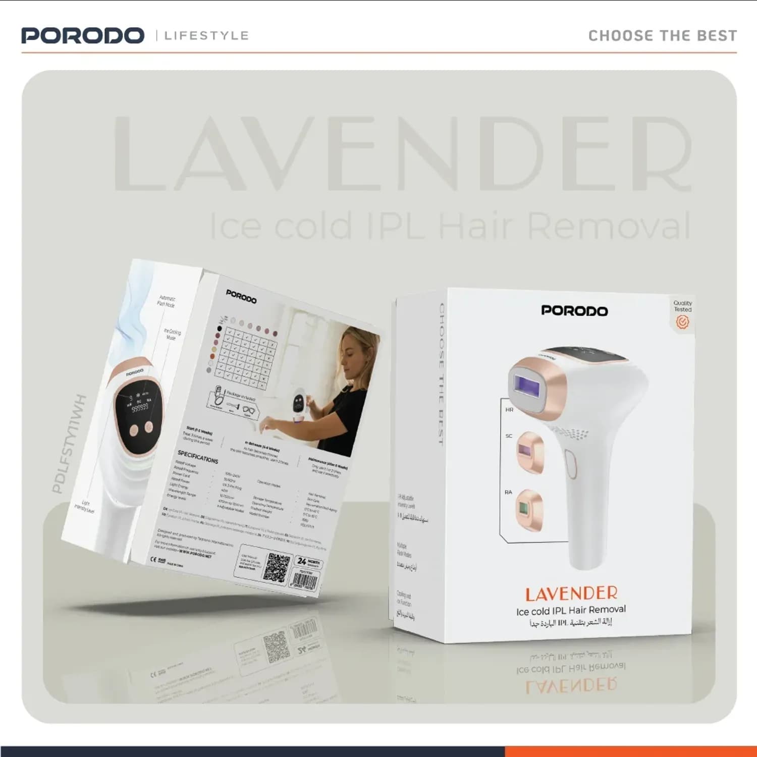 Porodo IPL Hair Removal - Lavender, White 4