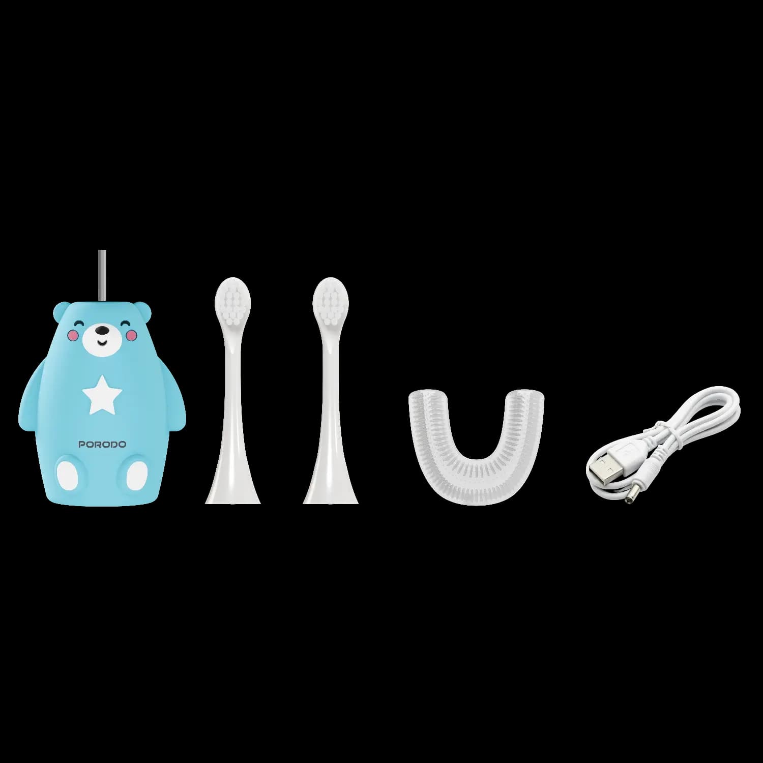 Porodo Electric Silicone Toothbrush Totlo - Kids, Blue 3