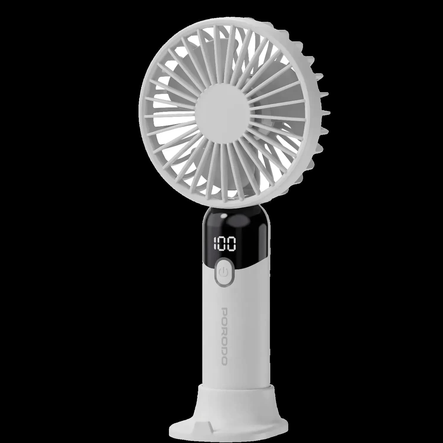 Porodo Handheld Fan Chillo Air - 2-in-1 Base & Phone Stand, White — White 2