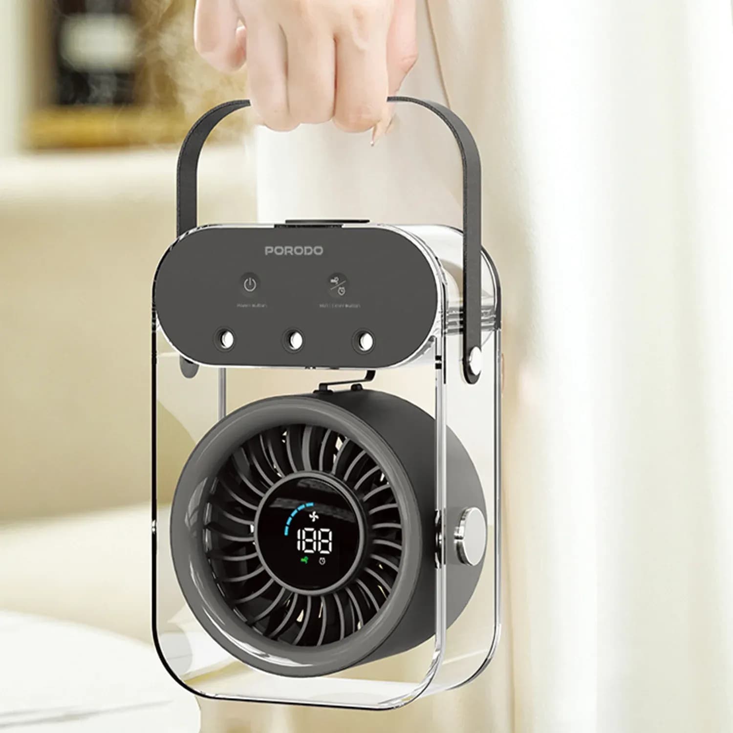 Porodo Portable Mist Fan Chillo Aqua - 500mL Tank, Black 5