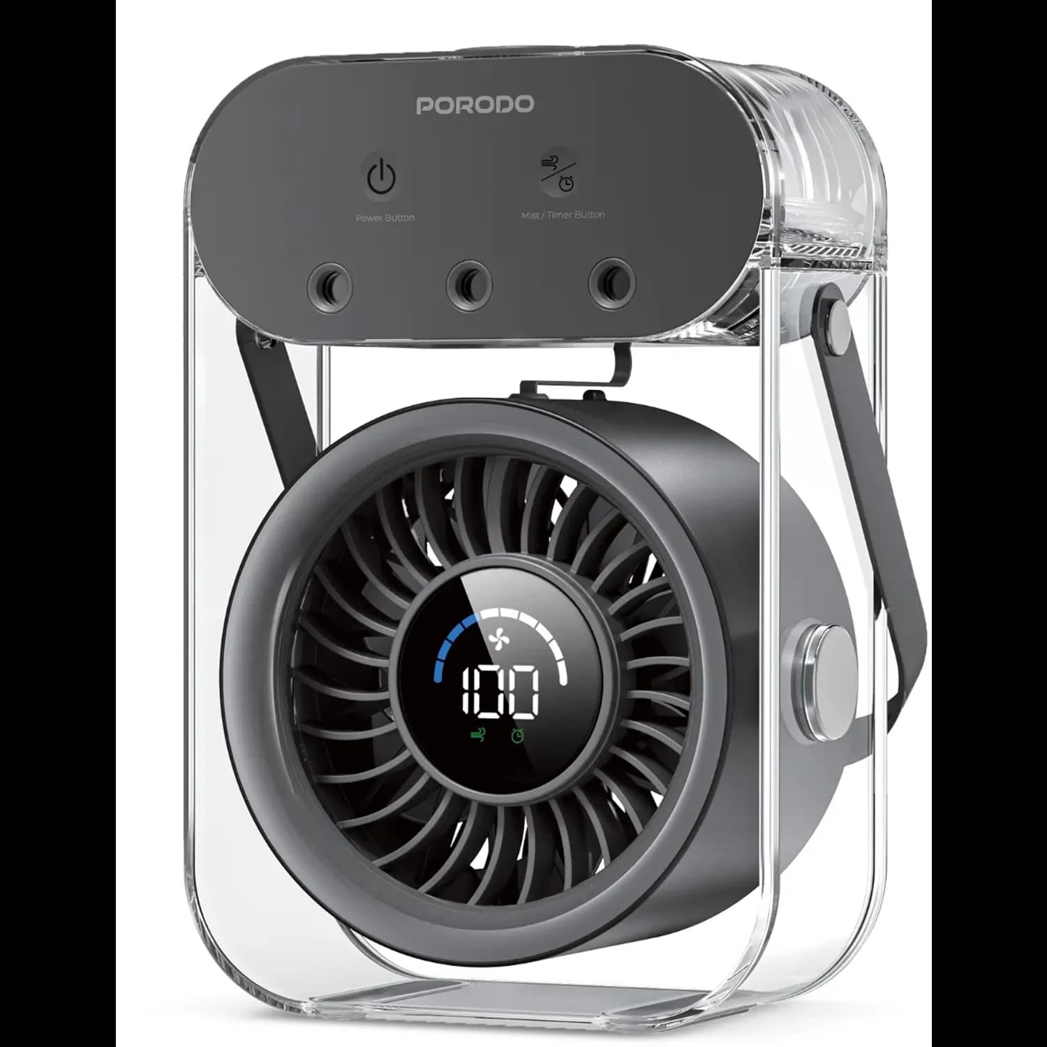 Porodo Portable Mist Fan Chillo Aqua - 500mL Tank, Black 2