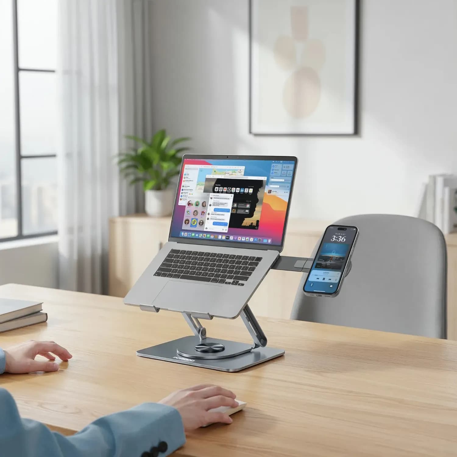 Porodo Laptop Stand - Foldable 360° Dual-Use, Gray 2