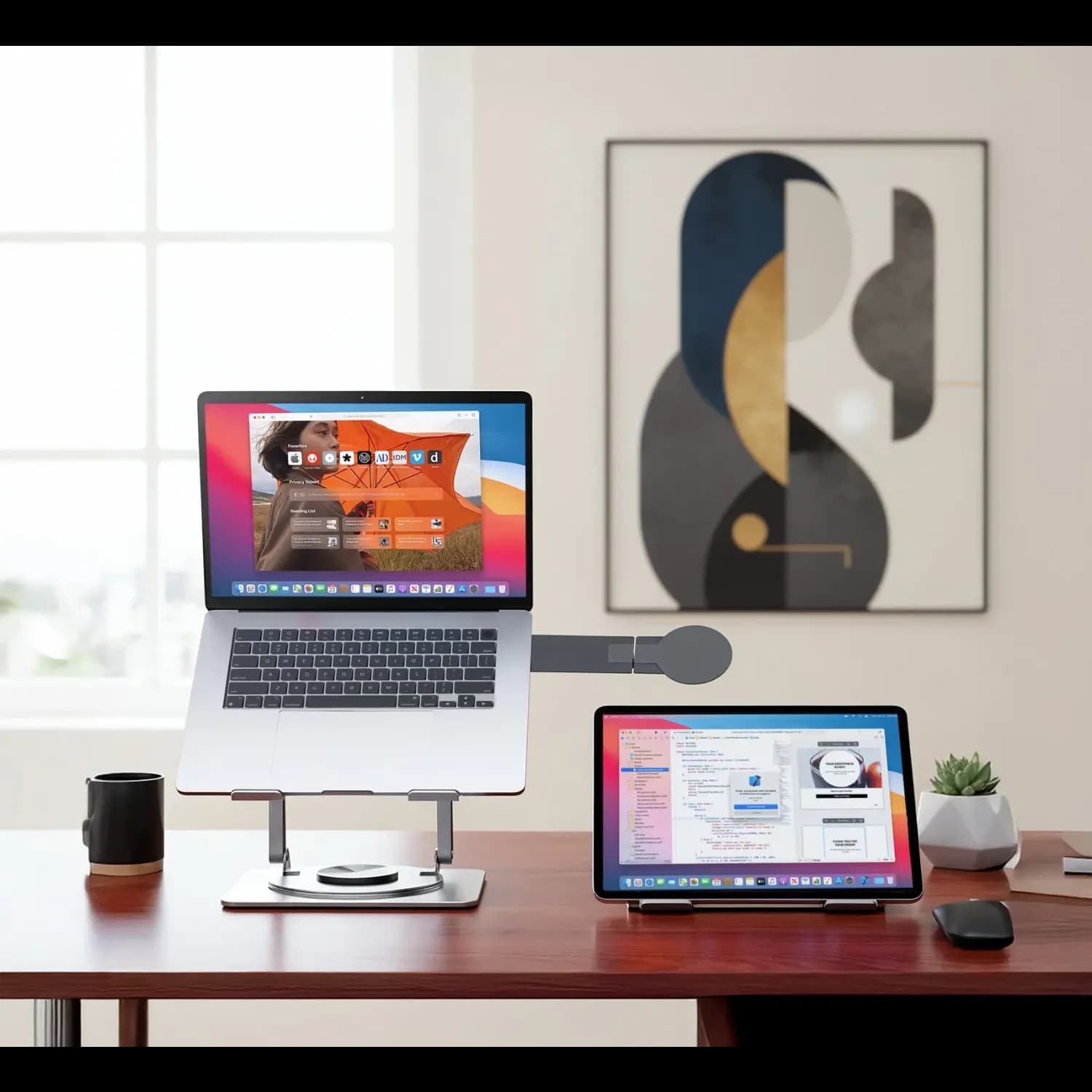 Porodo Laptop Stand - Foldable 360° Dual-Use, Gray 3