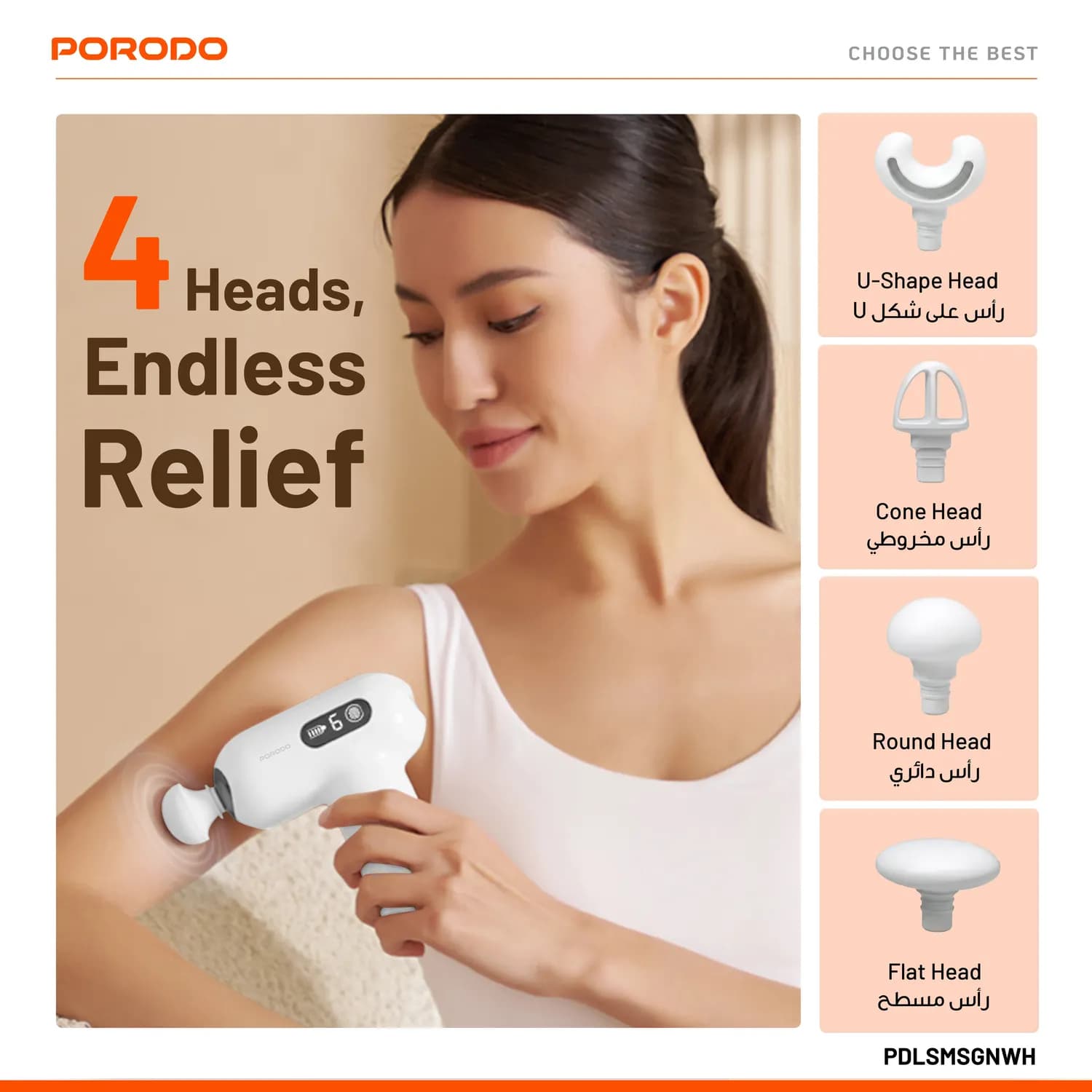 Porodo Massage Gun - 6 Speed, White 4