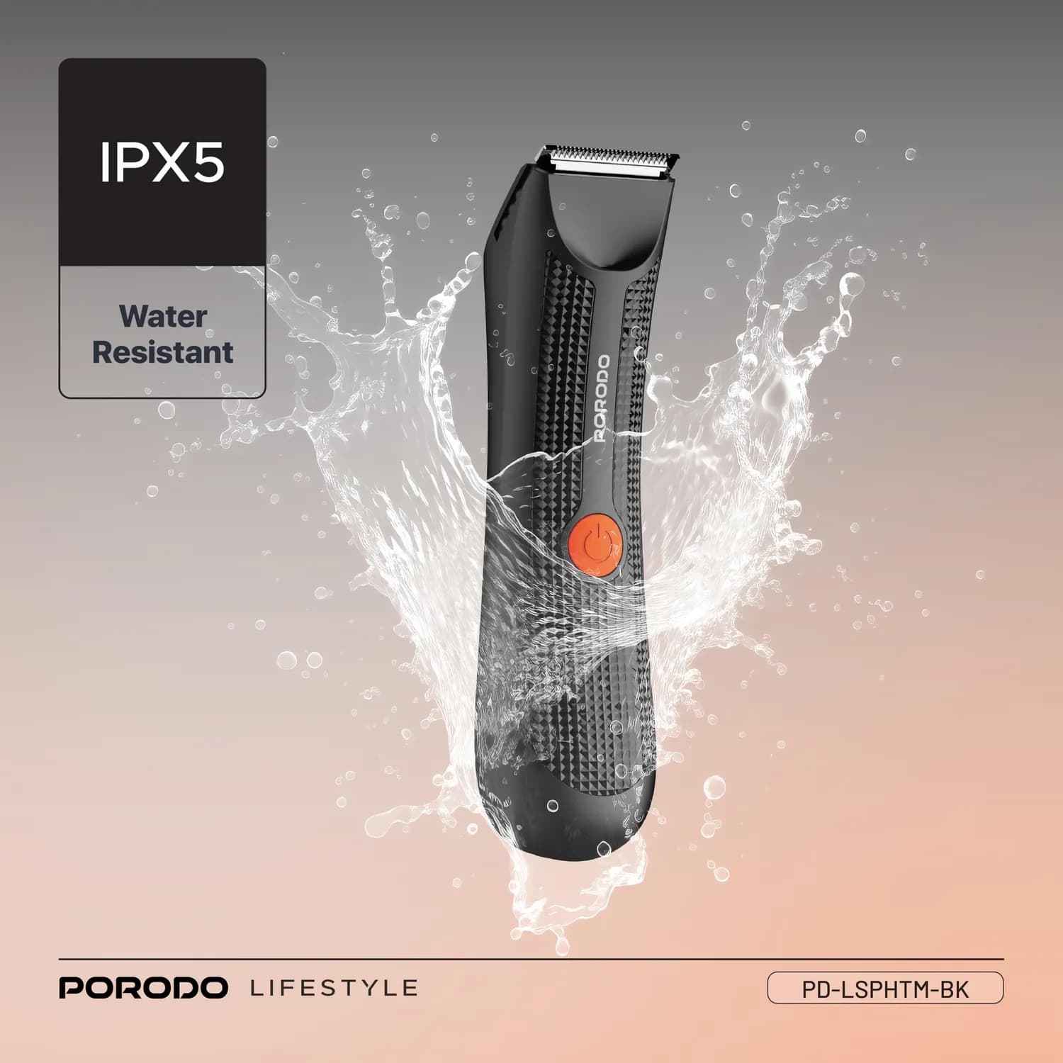 Porodo Hair Trimmer - IPX5 Waterproof, Black 5