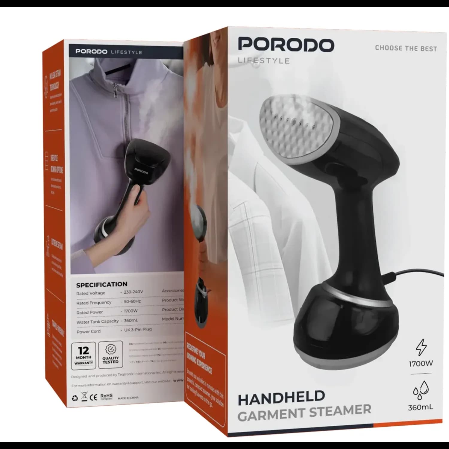 Porodo Handheld Garment Steamer, - Black 5