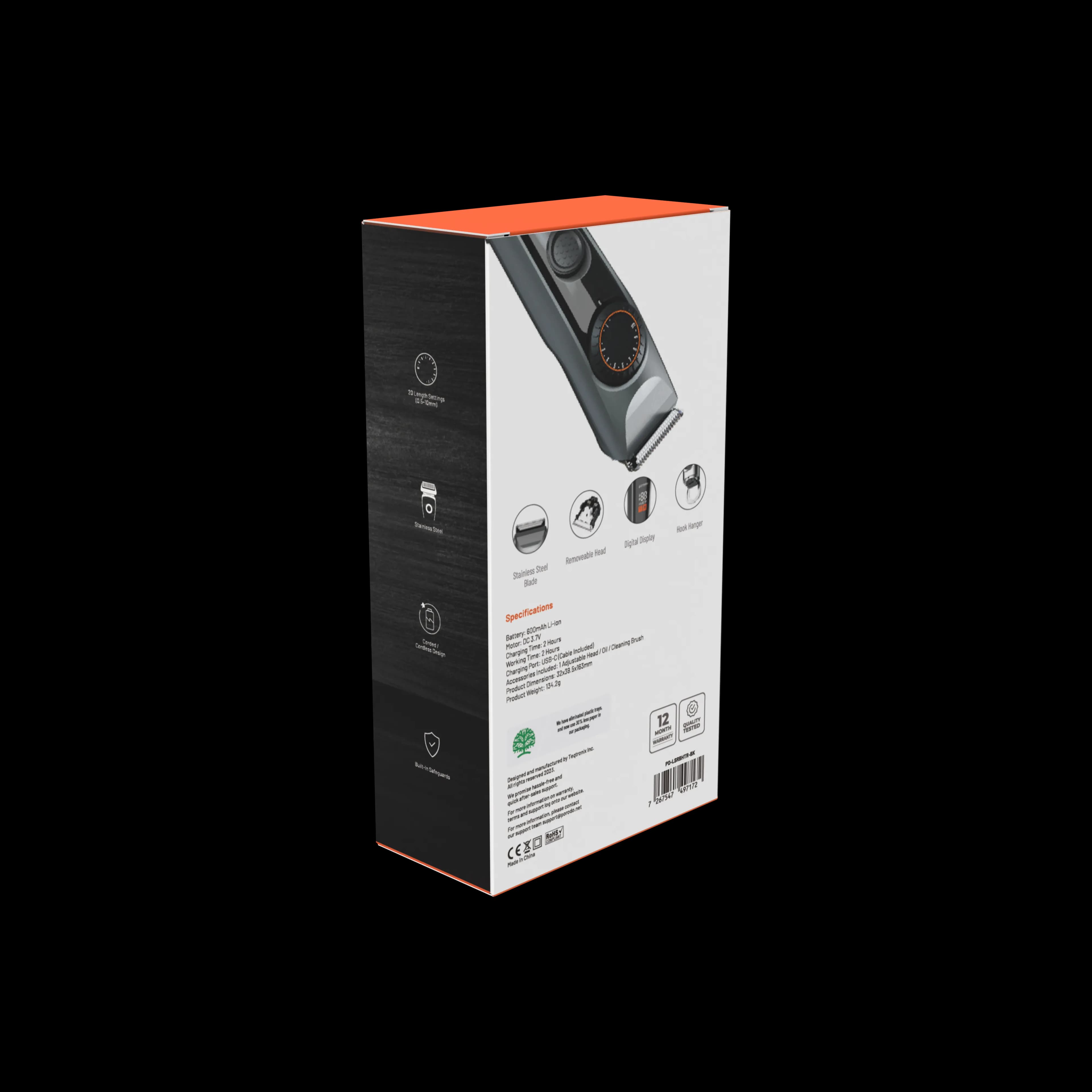 Porodo High-Precision Beard Trimmer with Digital Display | Adjustable 4