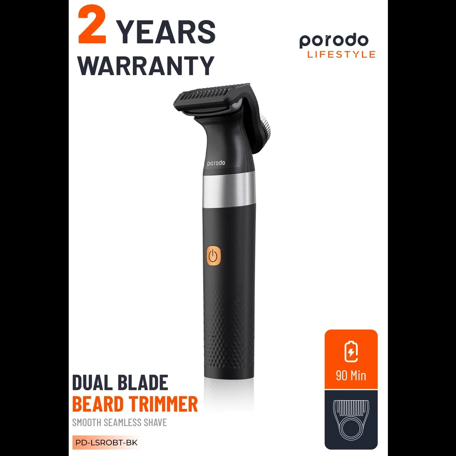 Porodo Beard & Body Trimmer - Dual Blade, Waterproof, Black 5