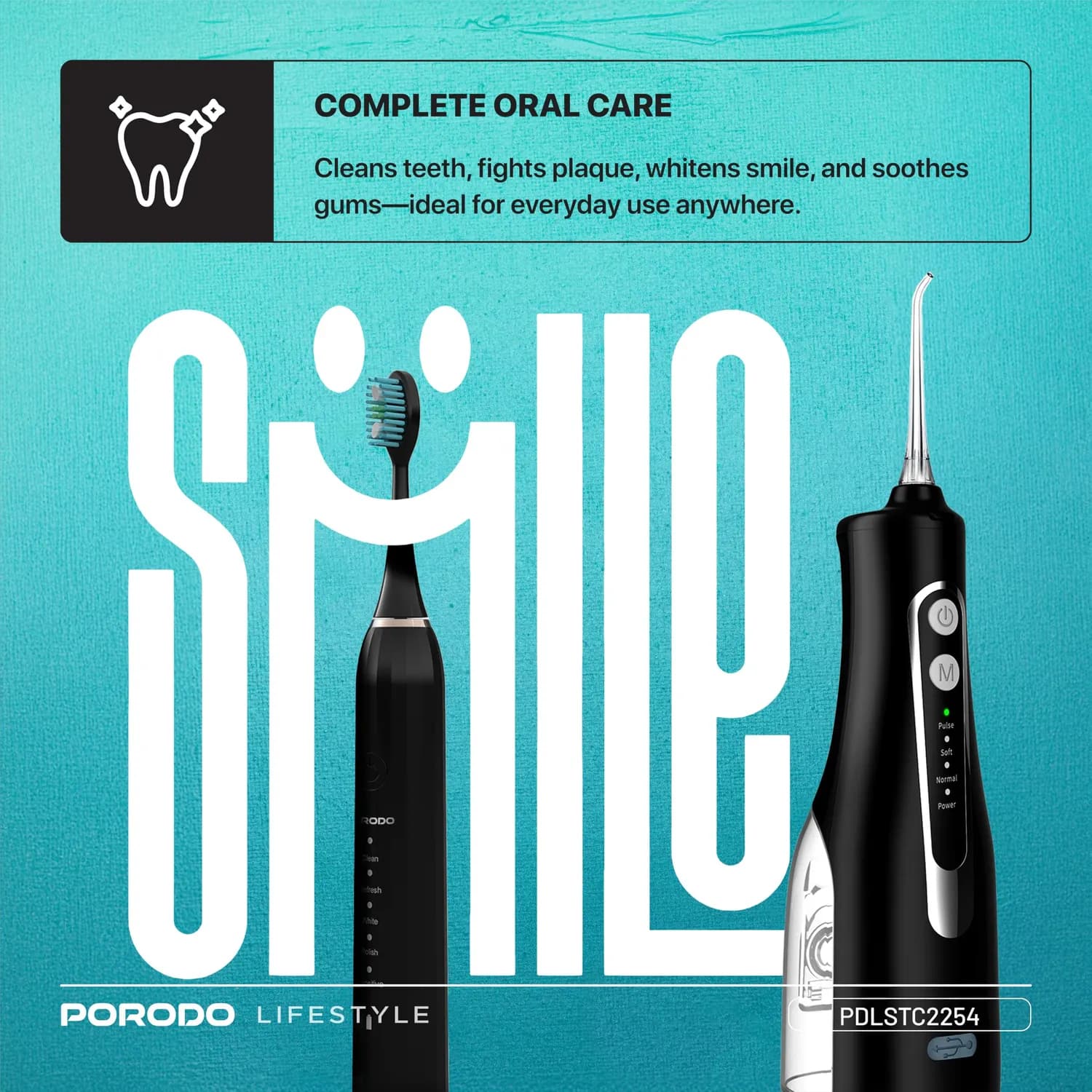 Porodo Electric Toothbrush & Water Flosser Combo - 5 Modes, 300ml 4
