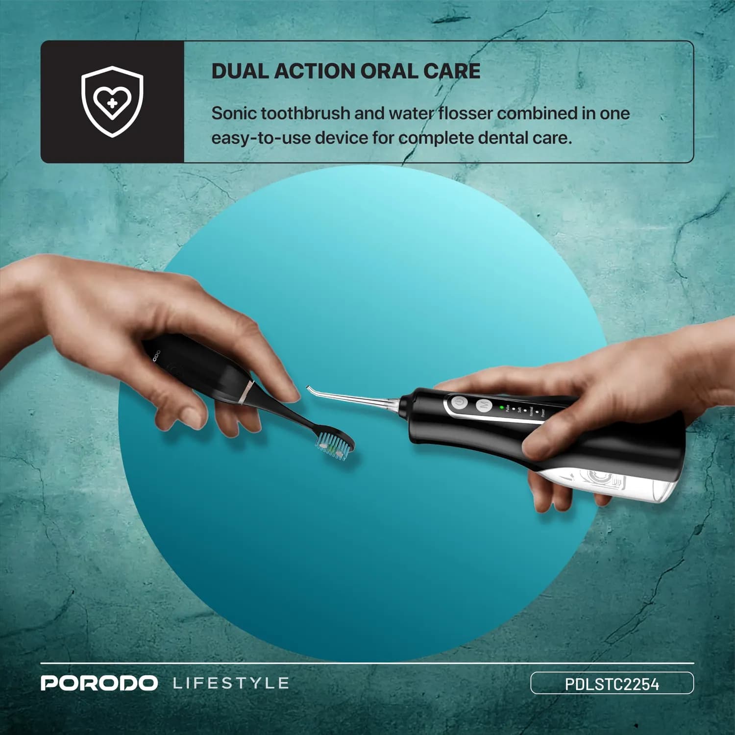 Porodo Electric Toothbrush & Water Flosser Combo - 5 Modes, 300ml 5