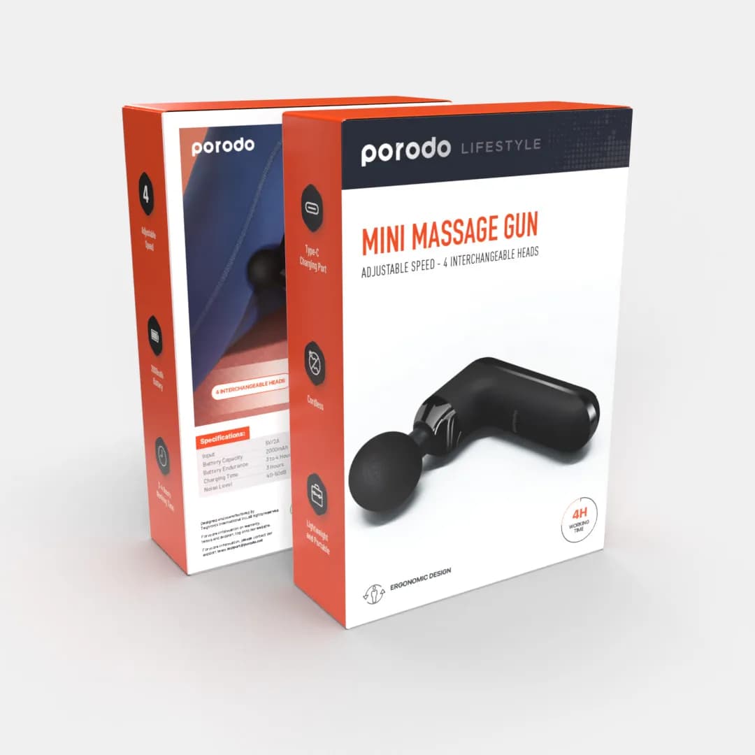 Porodo Lifestyle 12V Varying Speed Massage Gun — Black 2