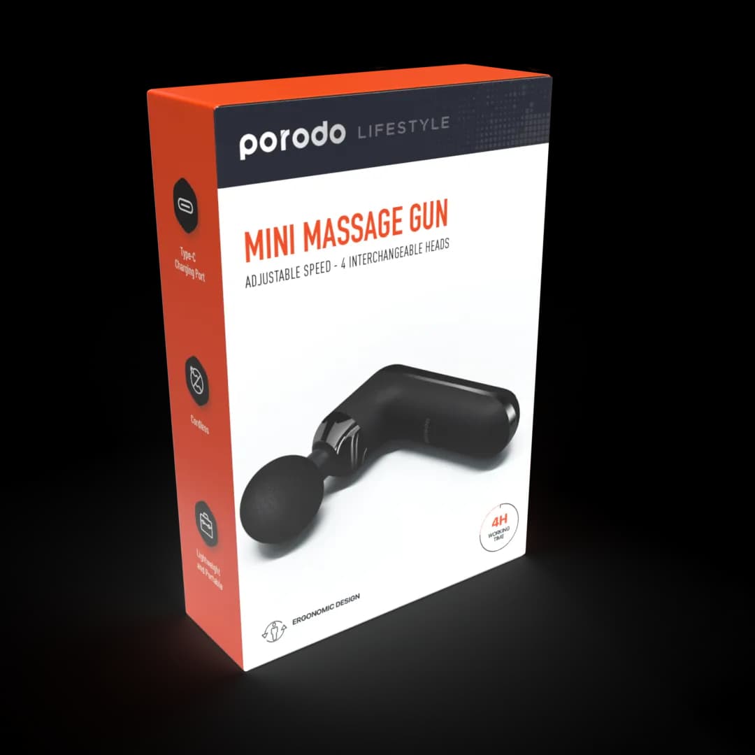 Porodo Lifestyle 12V Varying Speed Massage Gun — Black 4