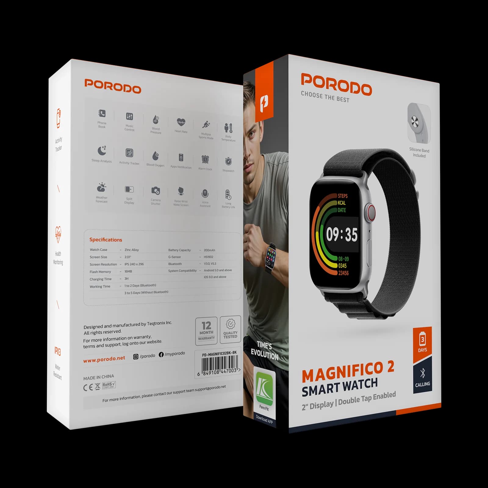 Porodo Magnifico2 Smart Watch — Black 2