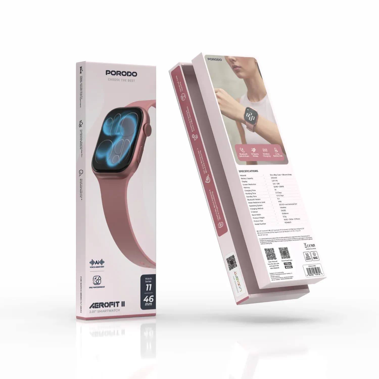 Porodo Smart Watch AeroFit II - 2.01" IPS, Rose Gold — Black 4