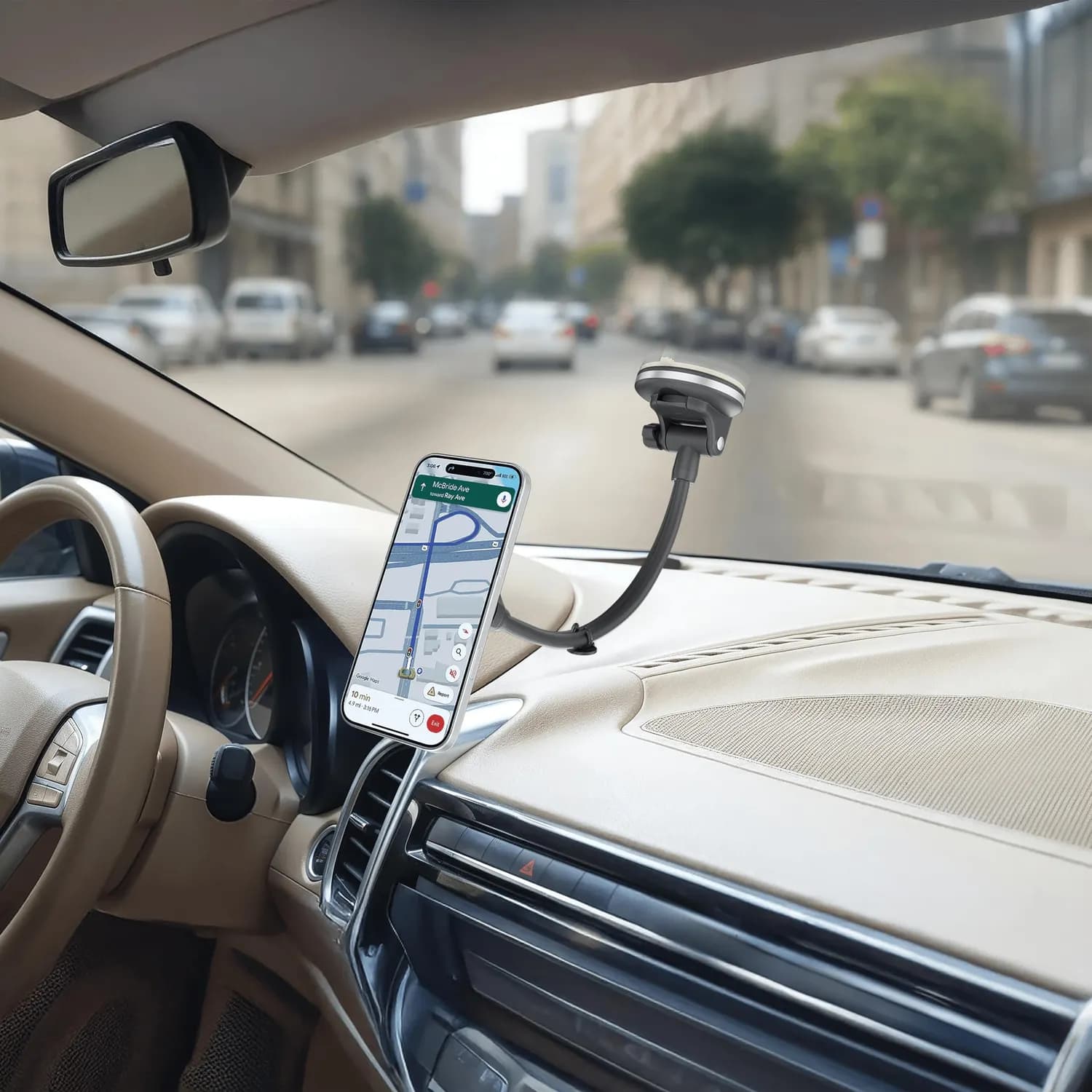 Porodo Magnetic Car Mount - Flexible Pole, Black 2
