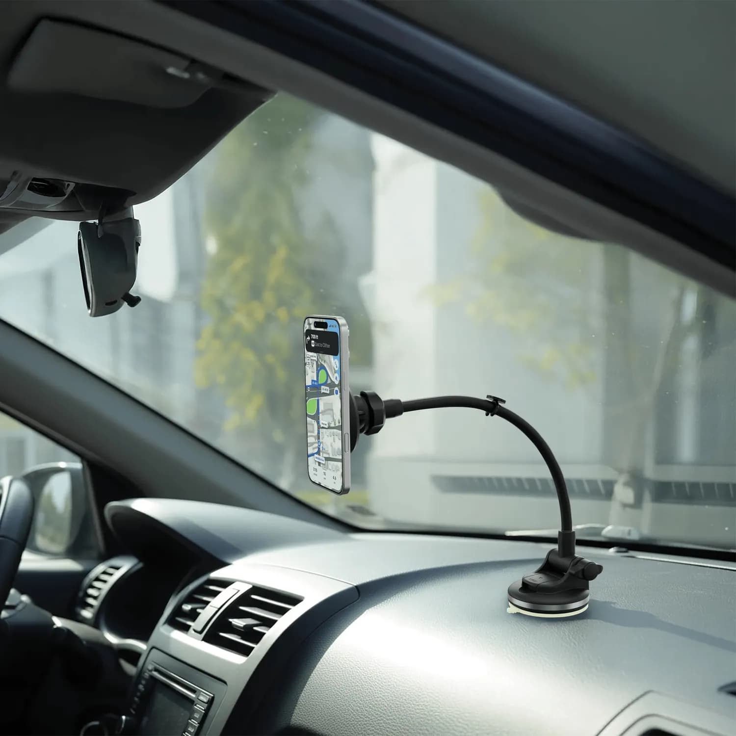 Porodo Magnetic Car Mount - Flexible Pole, Black 3