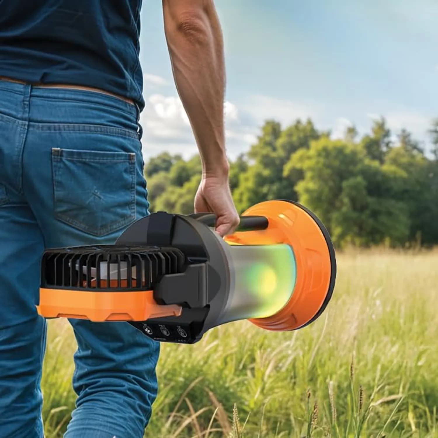 Porodo Portable Misting Fan - 2L Tank, 15000mAh Battery, Black/Orange 5
