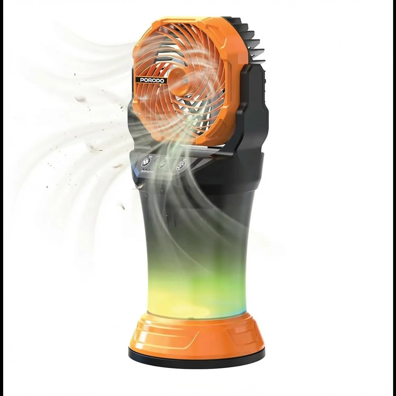 Porodo Portable Misting Fan - 2L Tank, 15000mAh Battery, Black/Orange 2